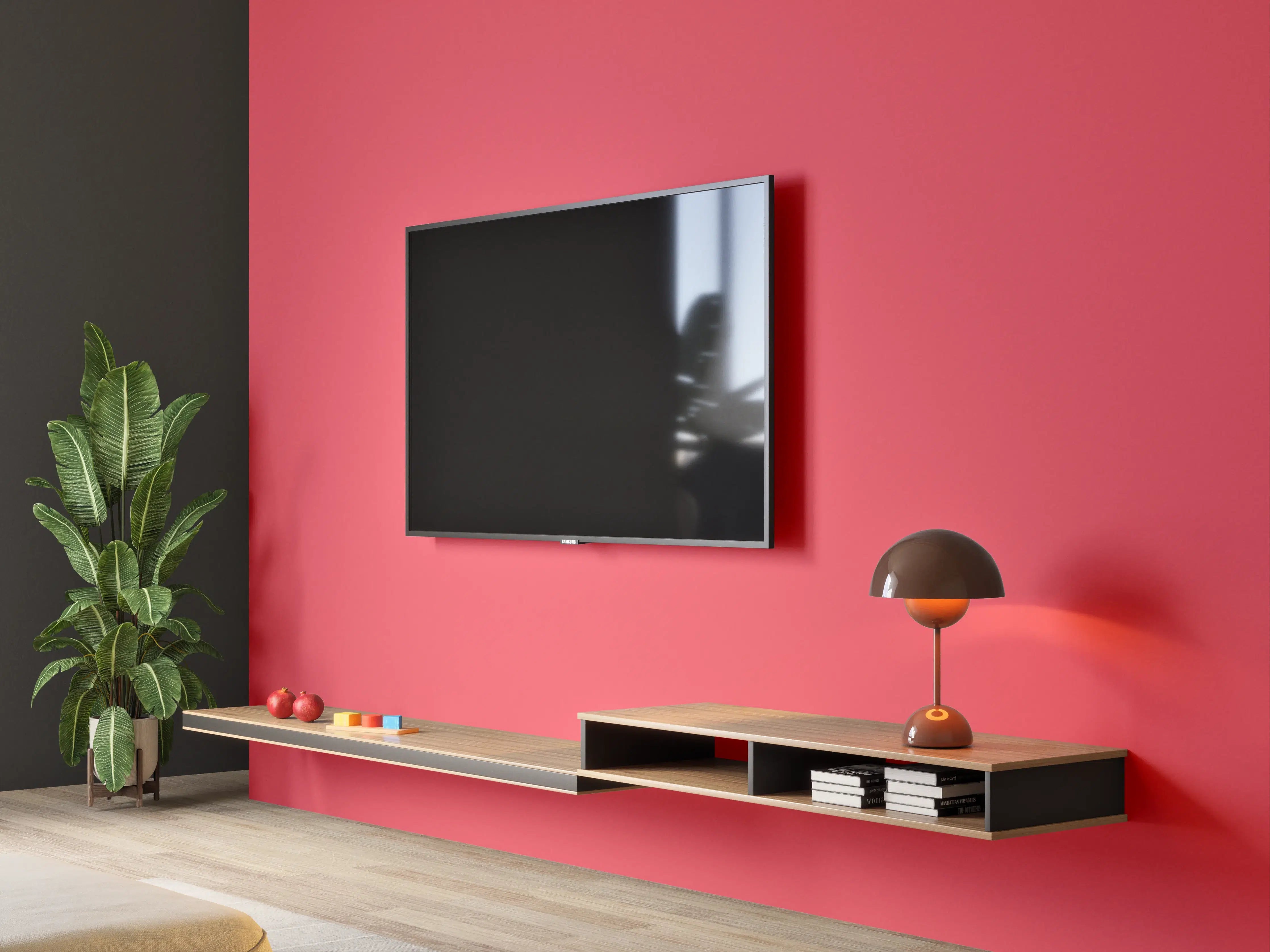 Wandverkleidung Wohnzimmer - RAL 3018 (erdbeerrot)