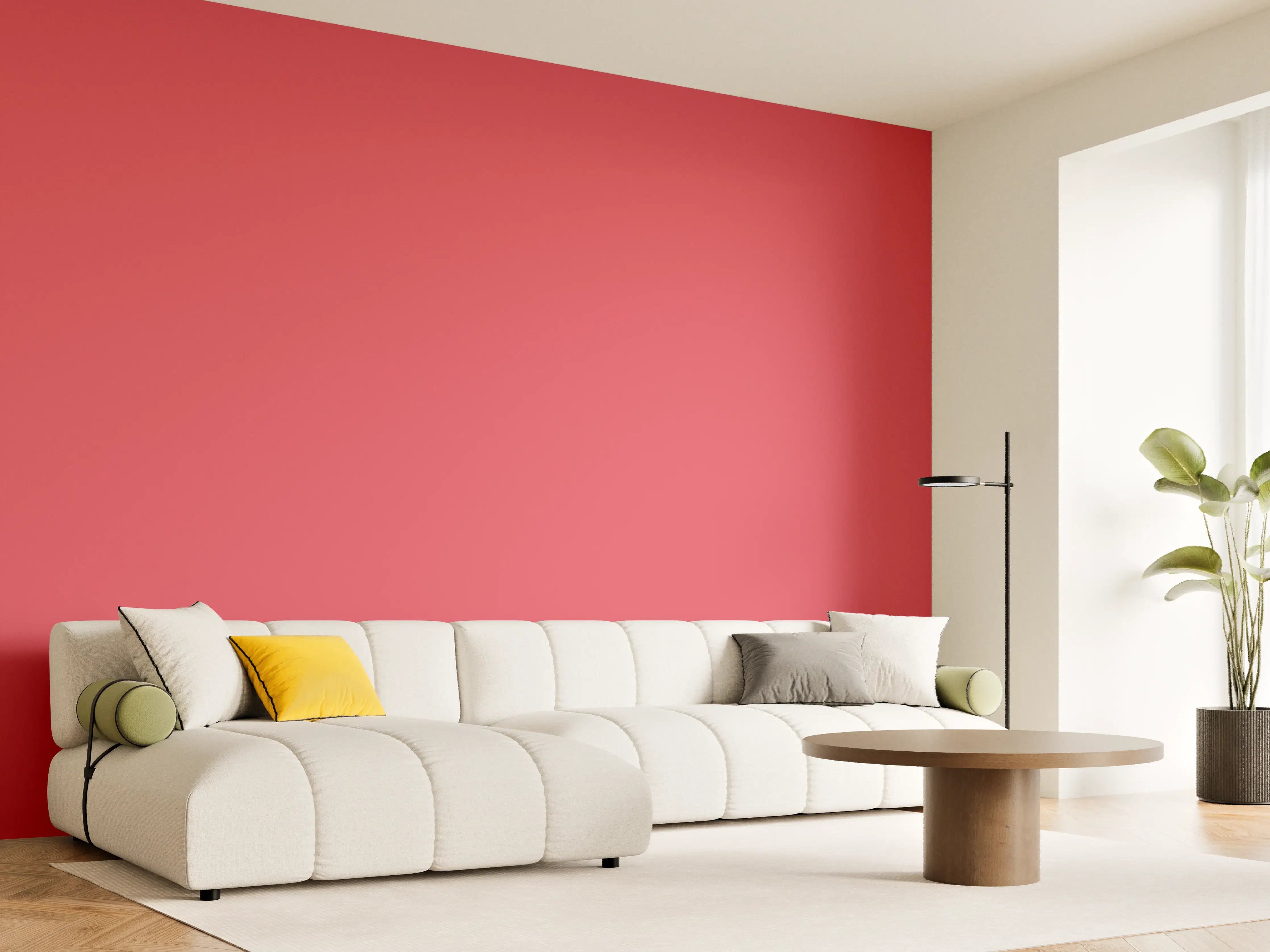 Wandverkleidung Wohnzimmer - RAL 3018 (erdbeerrot)