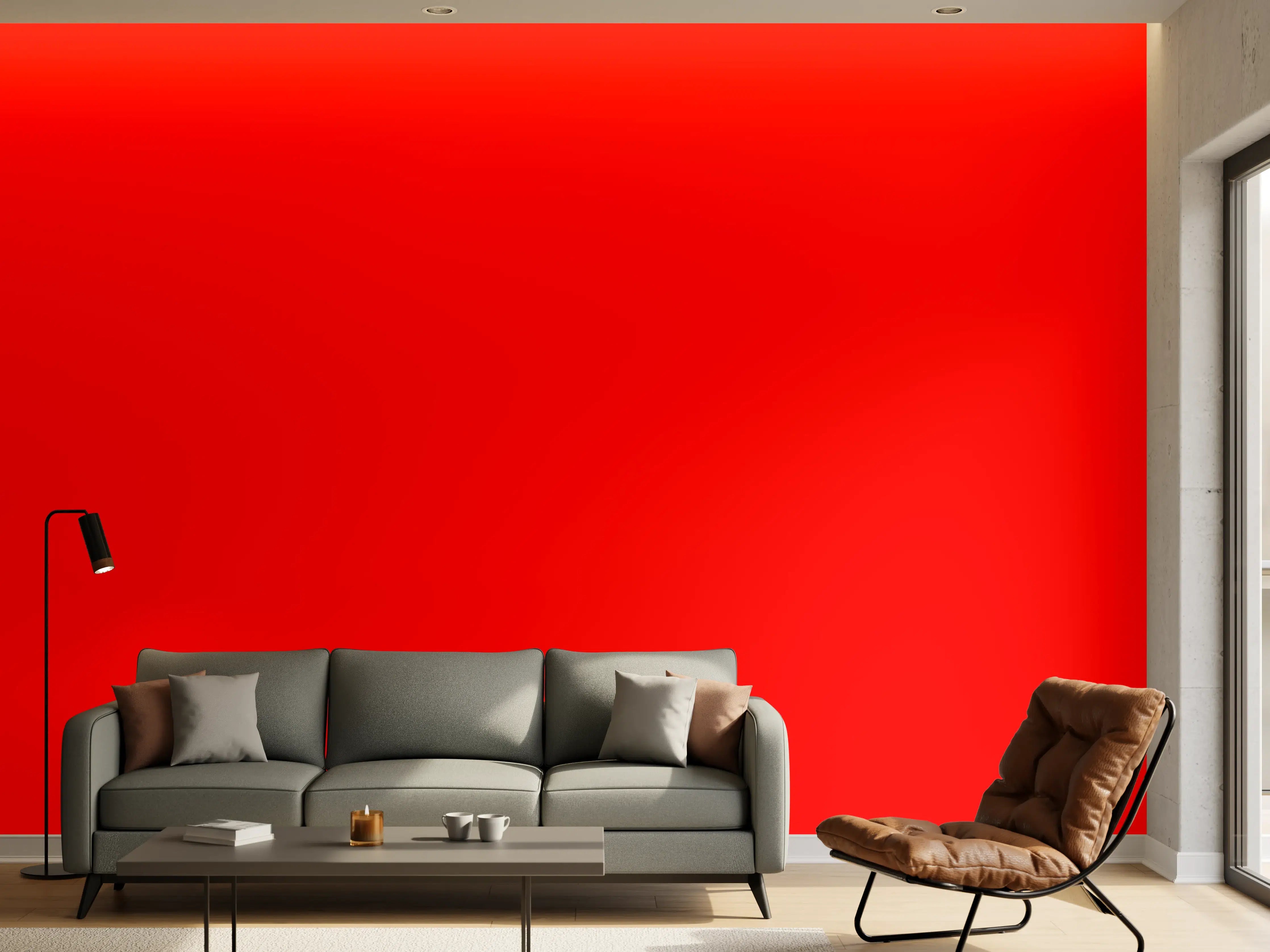 Wandverkleidung Wohnzimmer - RAL 3024 (leuchtendes Rot)