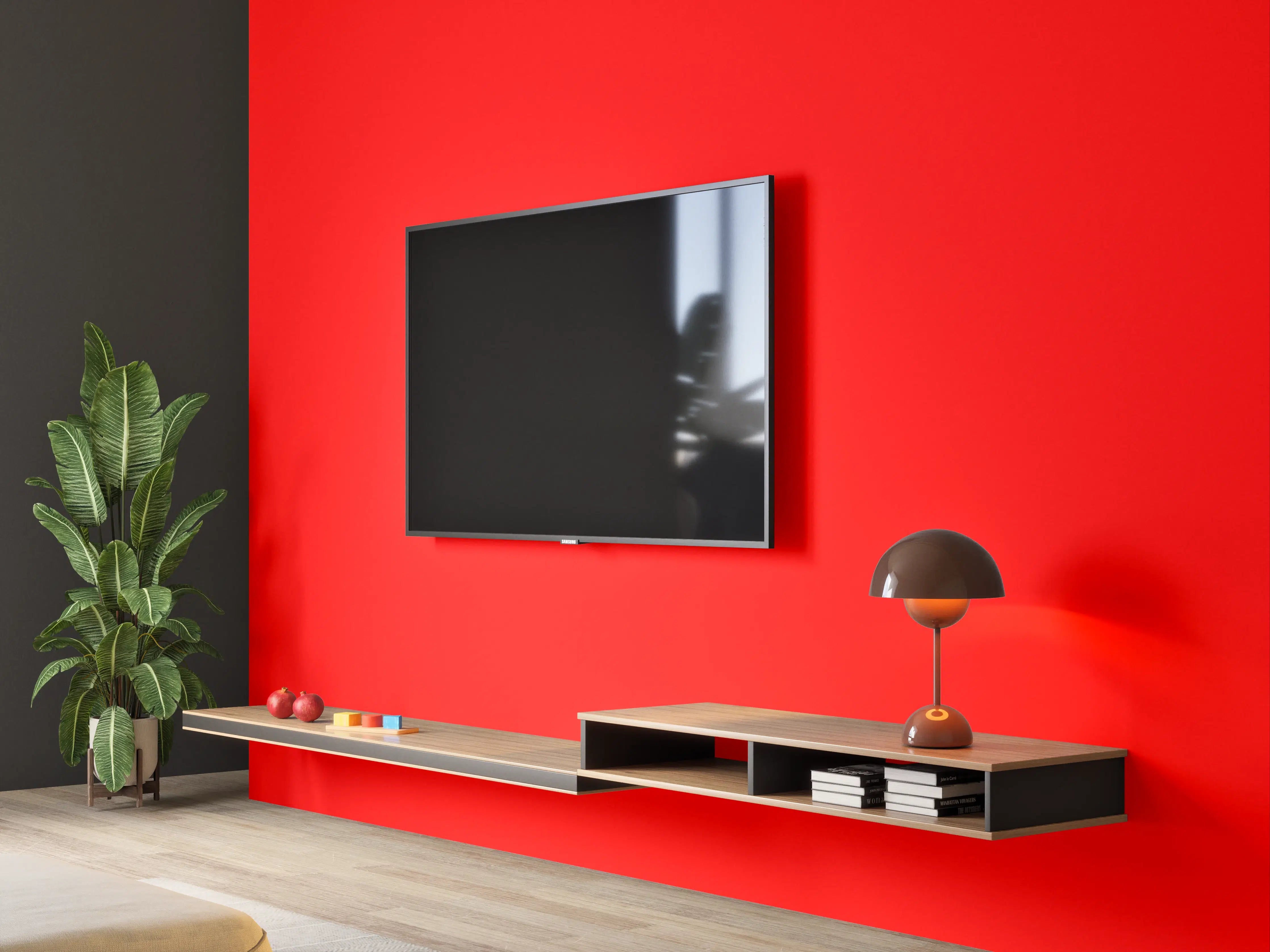 Wandverkleidung Wohnzimmer - RAL 3026 (leuchtendes Hellrot)