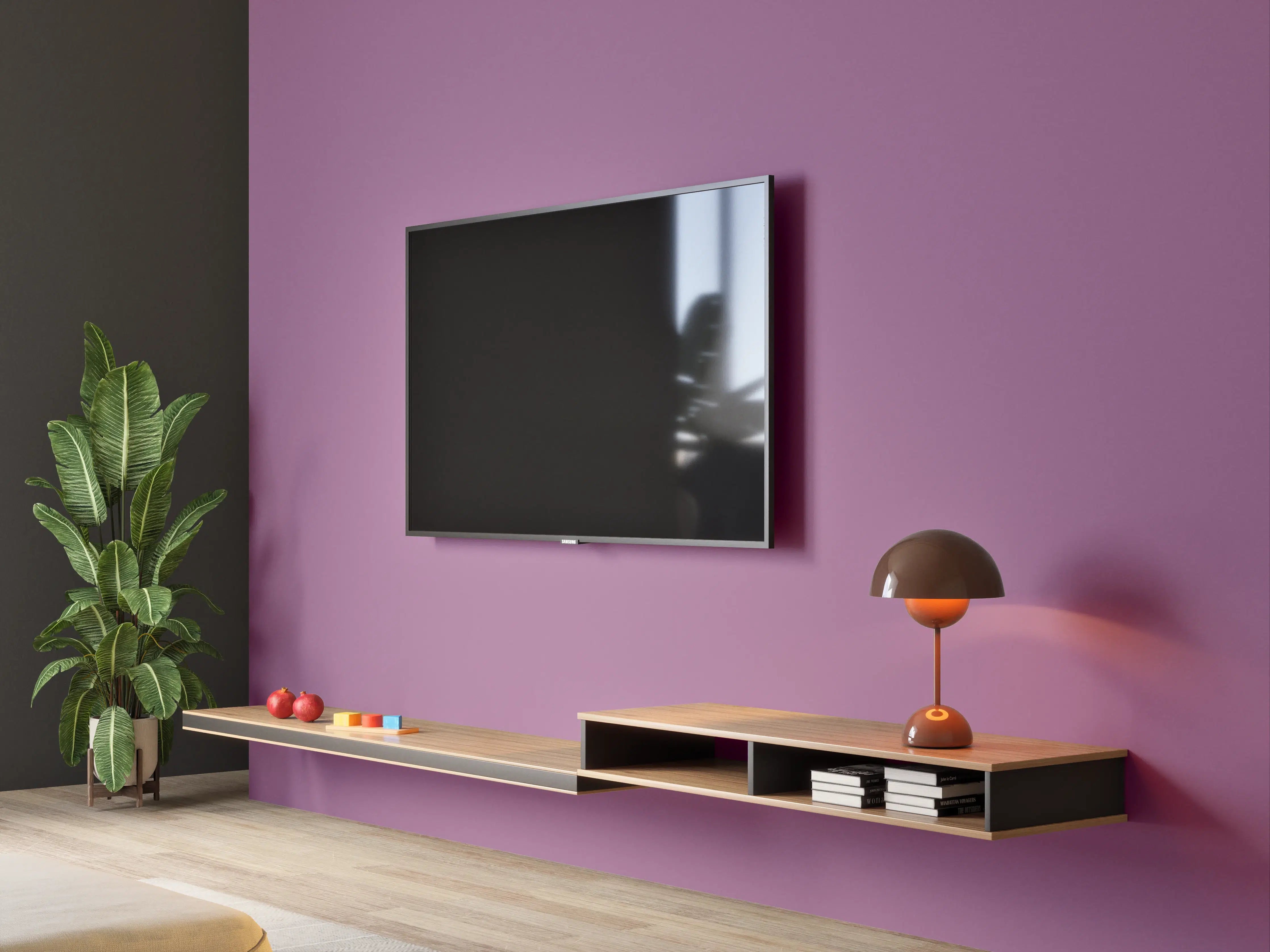 Wandverkleidung Wohnzimmer - RAL 4001 (Rotflieder)