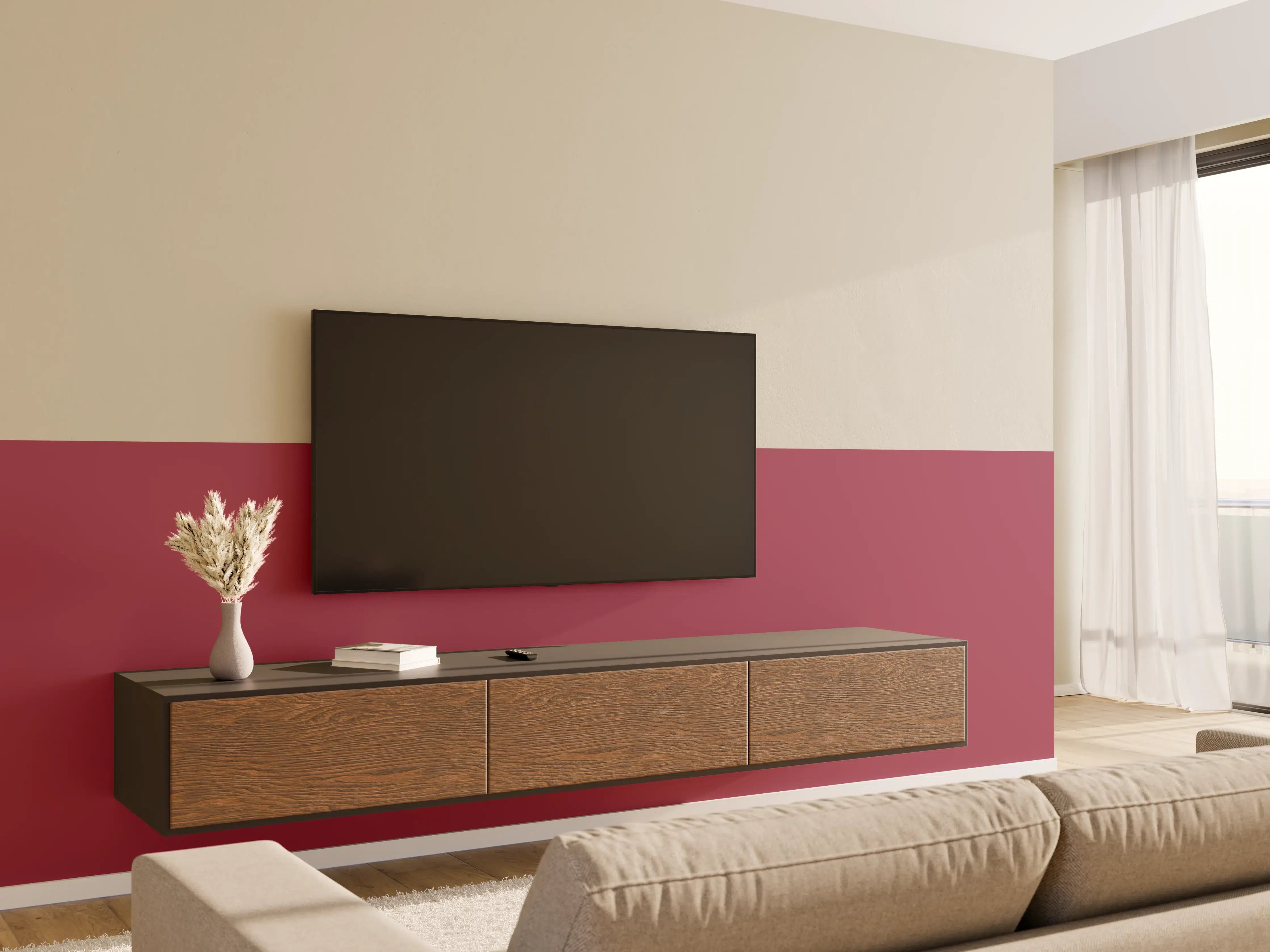 Wandverkleidung Wohnzimmer - RAL 4002 (Rotviolett)