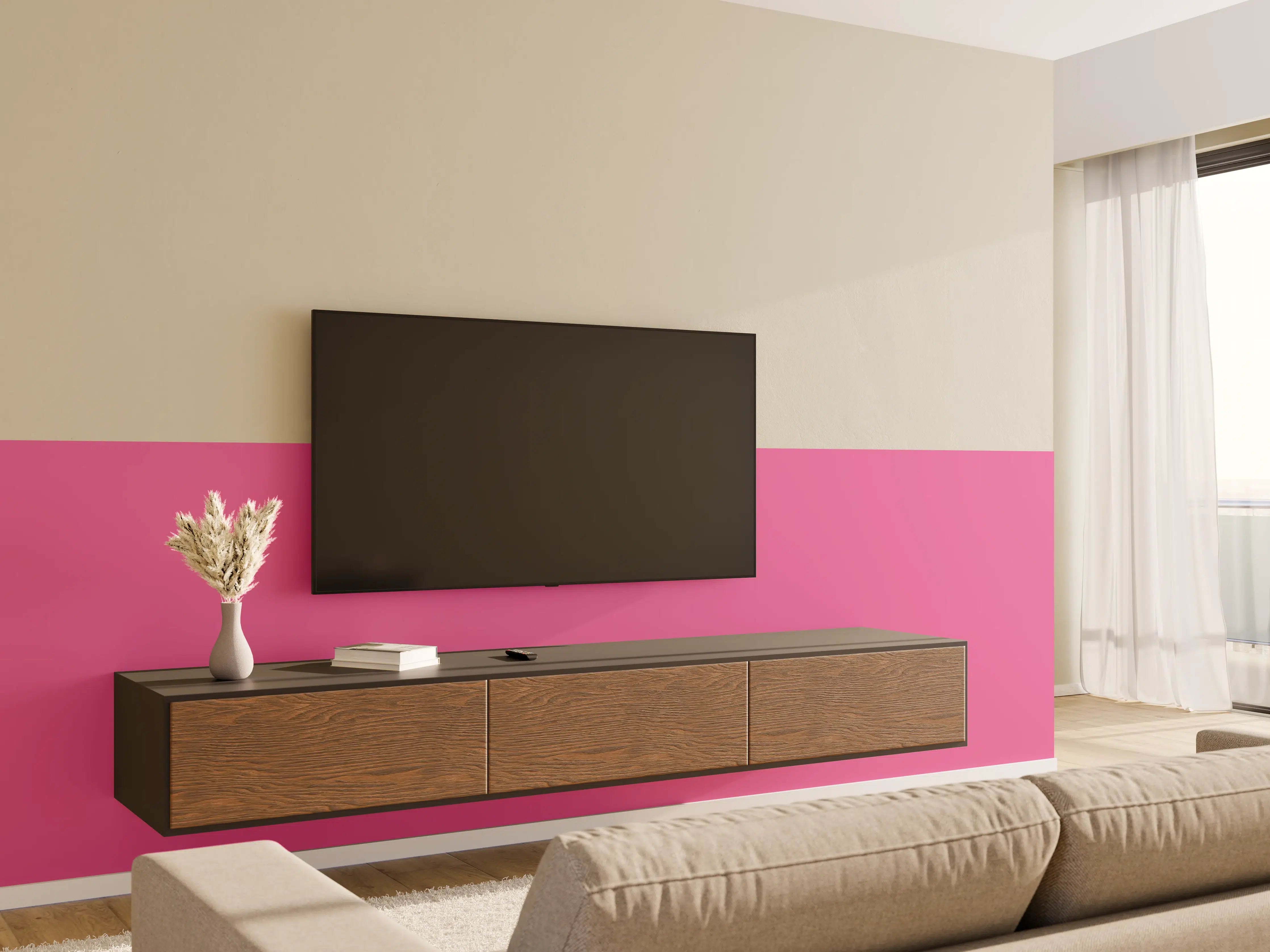 Wandverkleidung Wohnzimmer - RAL 4003 (Violett