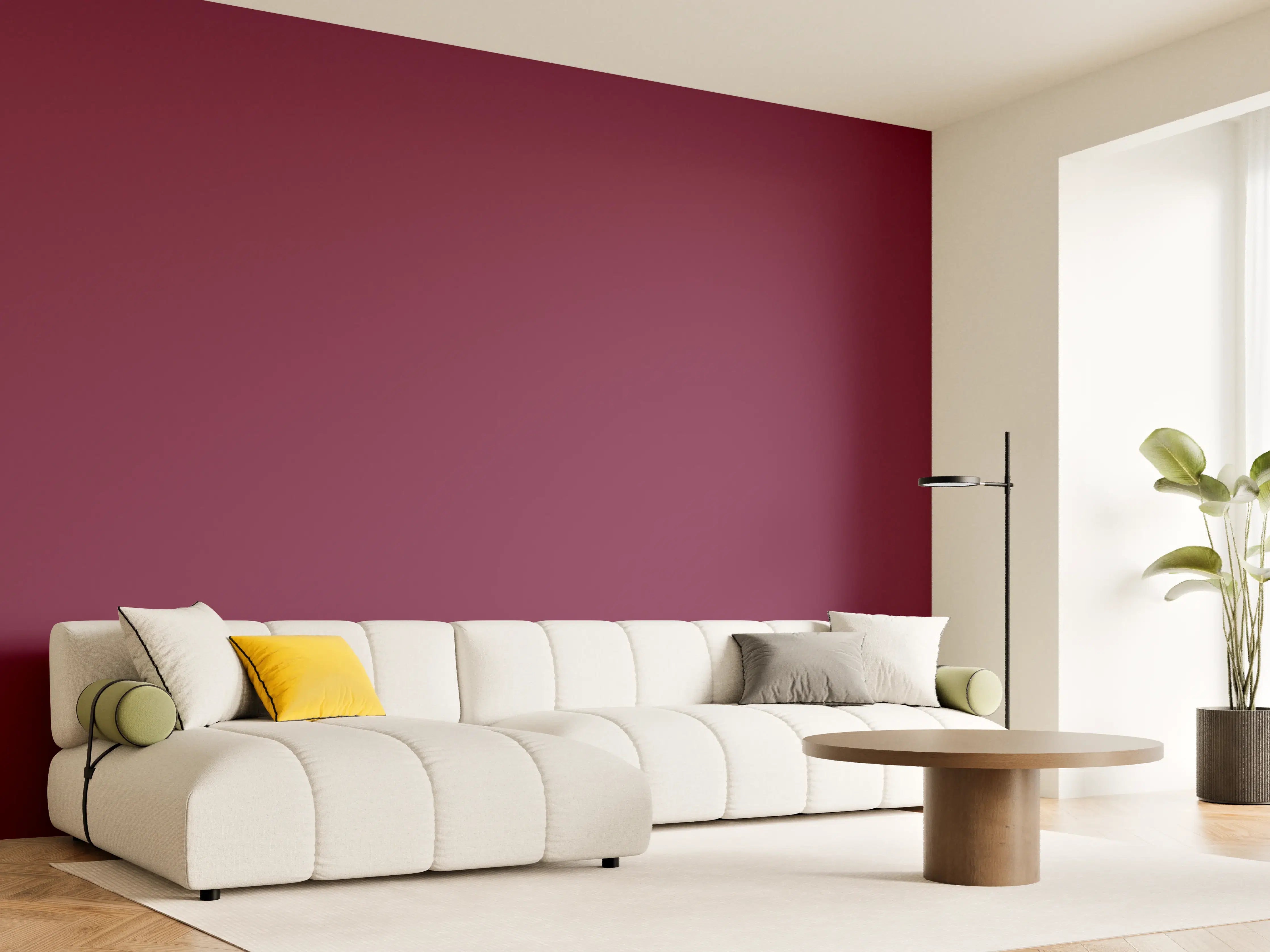 Wandverkleidung Wohnzimmer - RAL 4004 (Weinrotviolett)