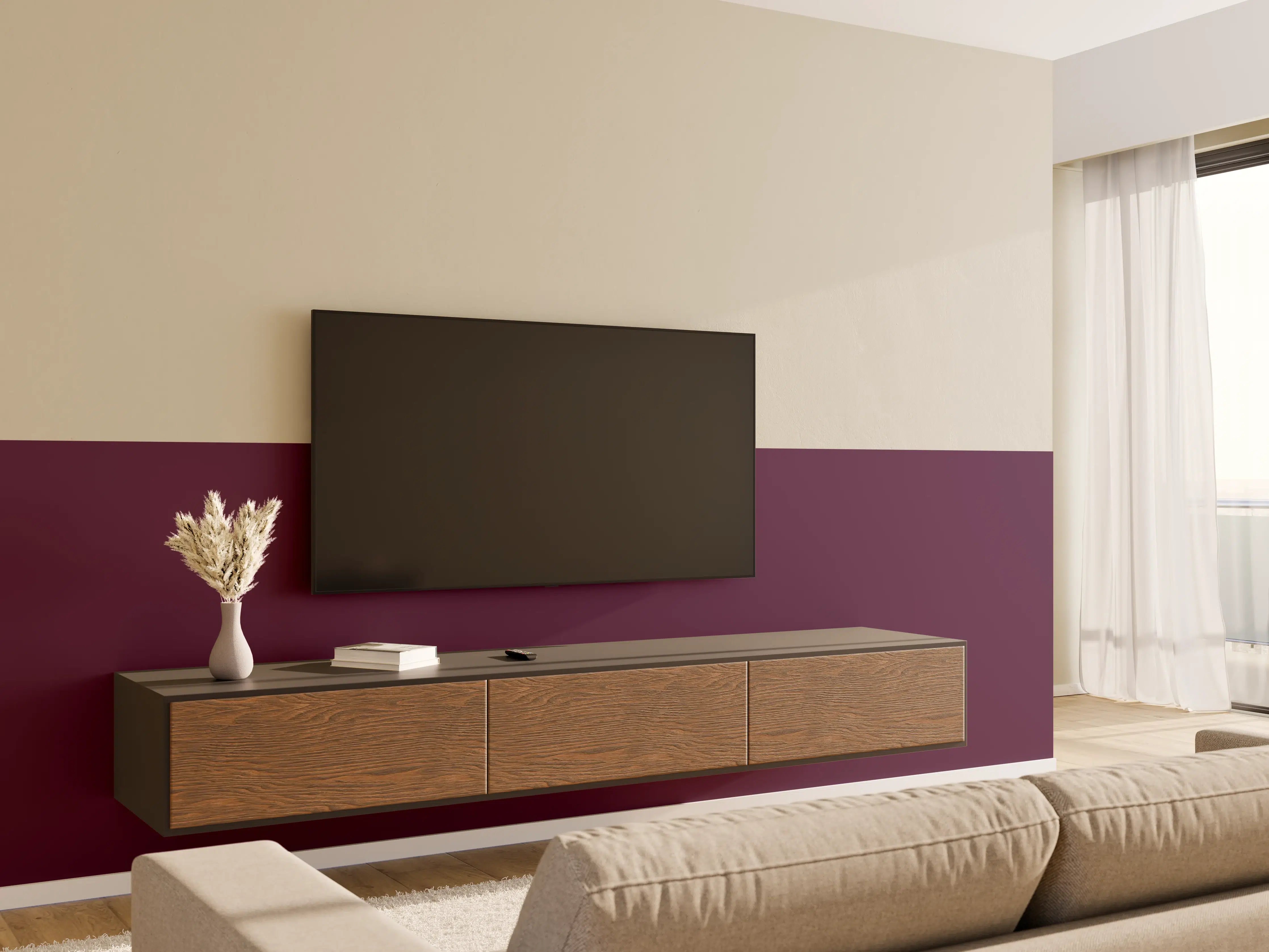 Wandverkleidung Wohnzimmer - RAL 4007 (Purpurviolett)