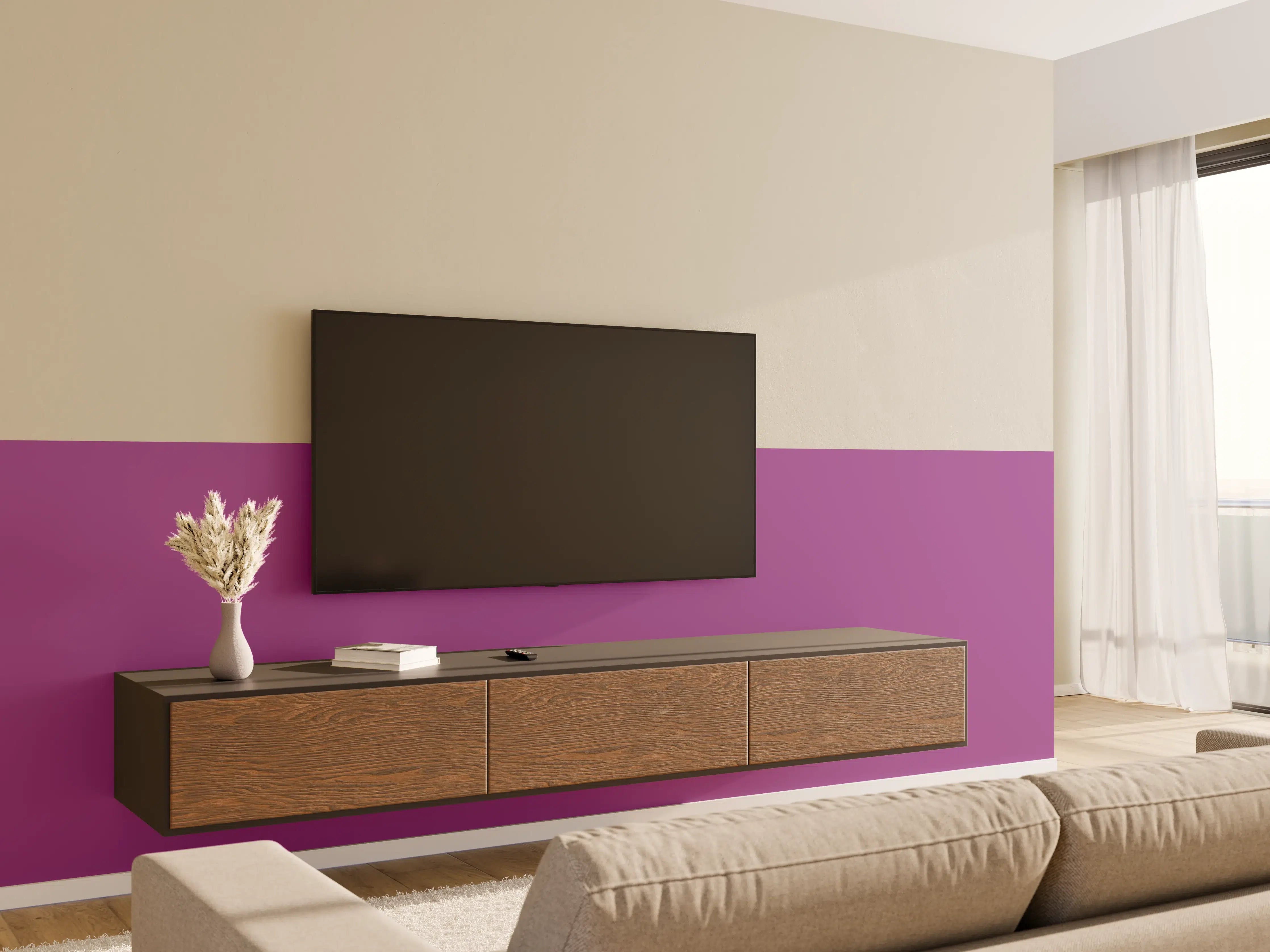 Wandverkleidung Wohnzimmer - RAL 4008 (Signalviolett)