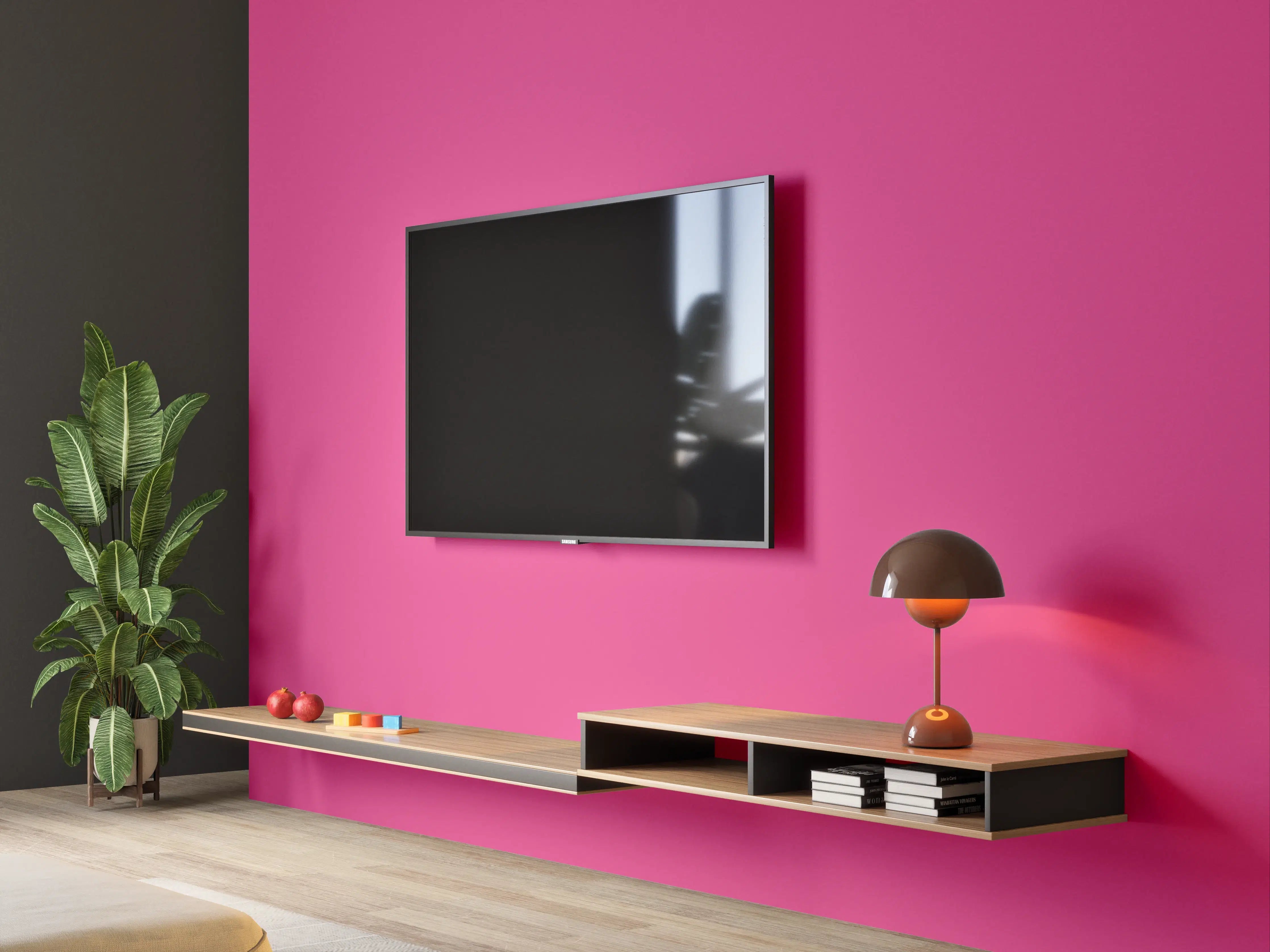 Wandverkleidung Wohnzimmer - RAL 4010 (Telemagenta)