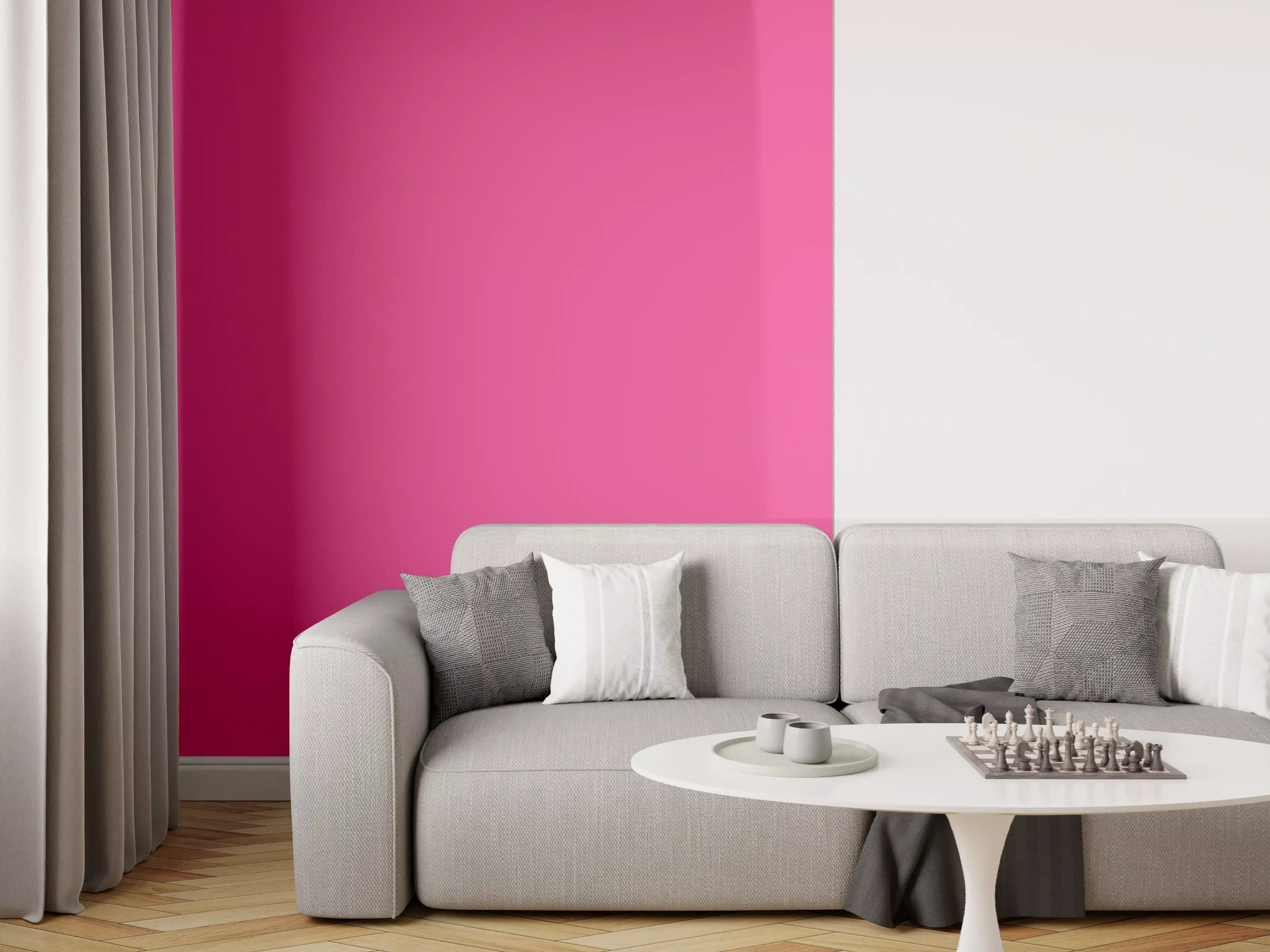 Wandverkleidung Wohnzimmer - RAL 4010 (Telemagenta)