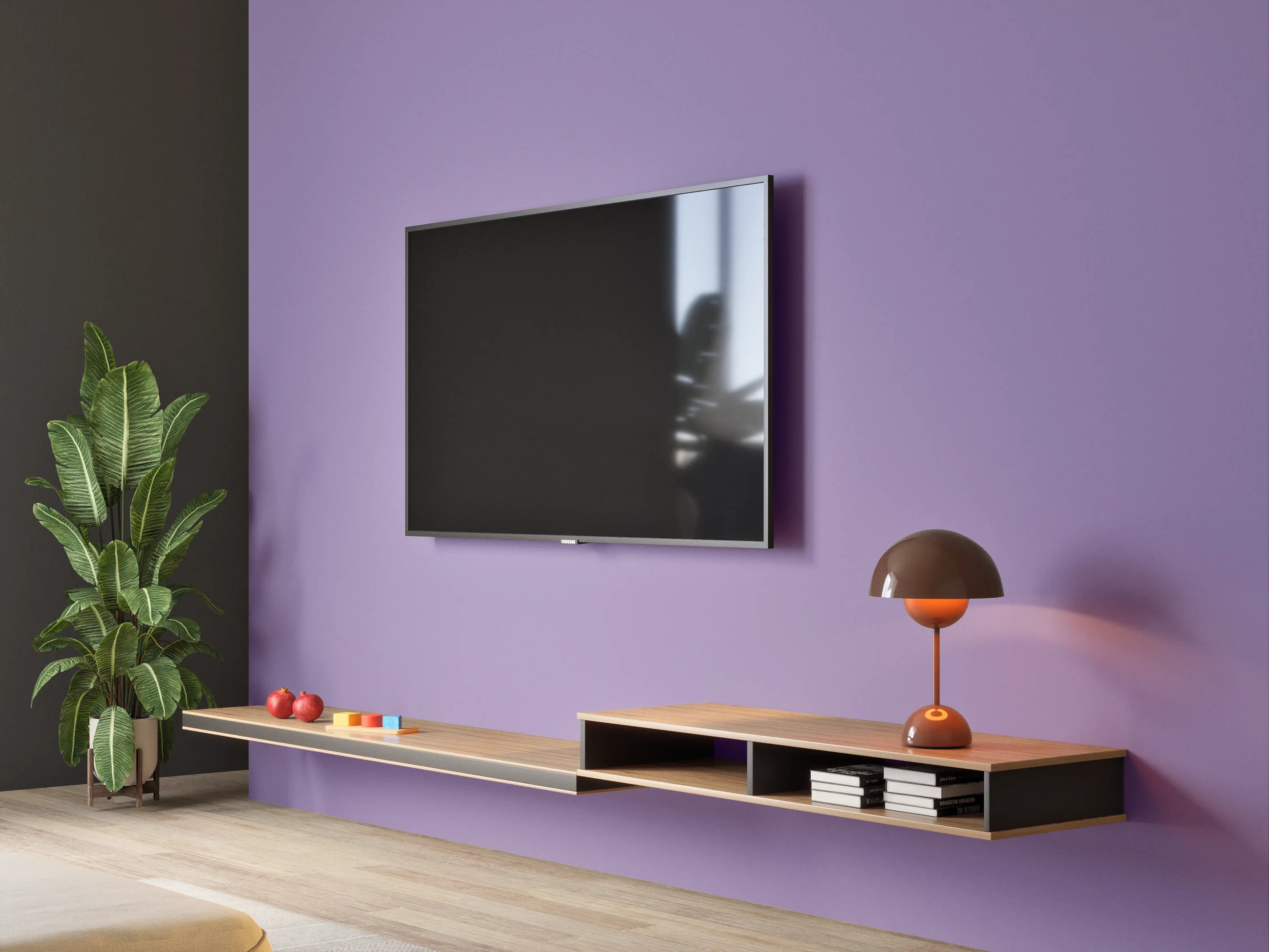 Wandverkleidung Wohnzimmer - RAL 4011 (Perlviolett)