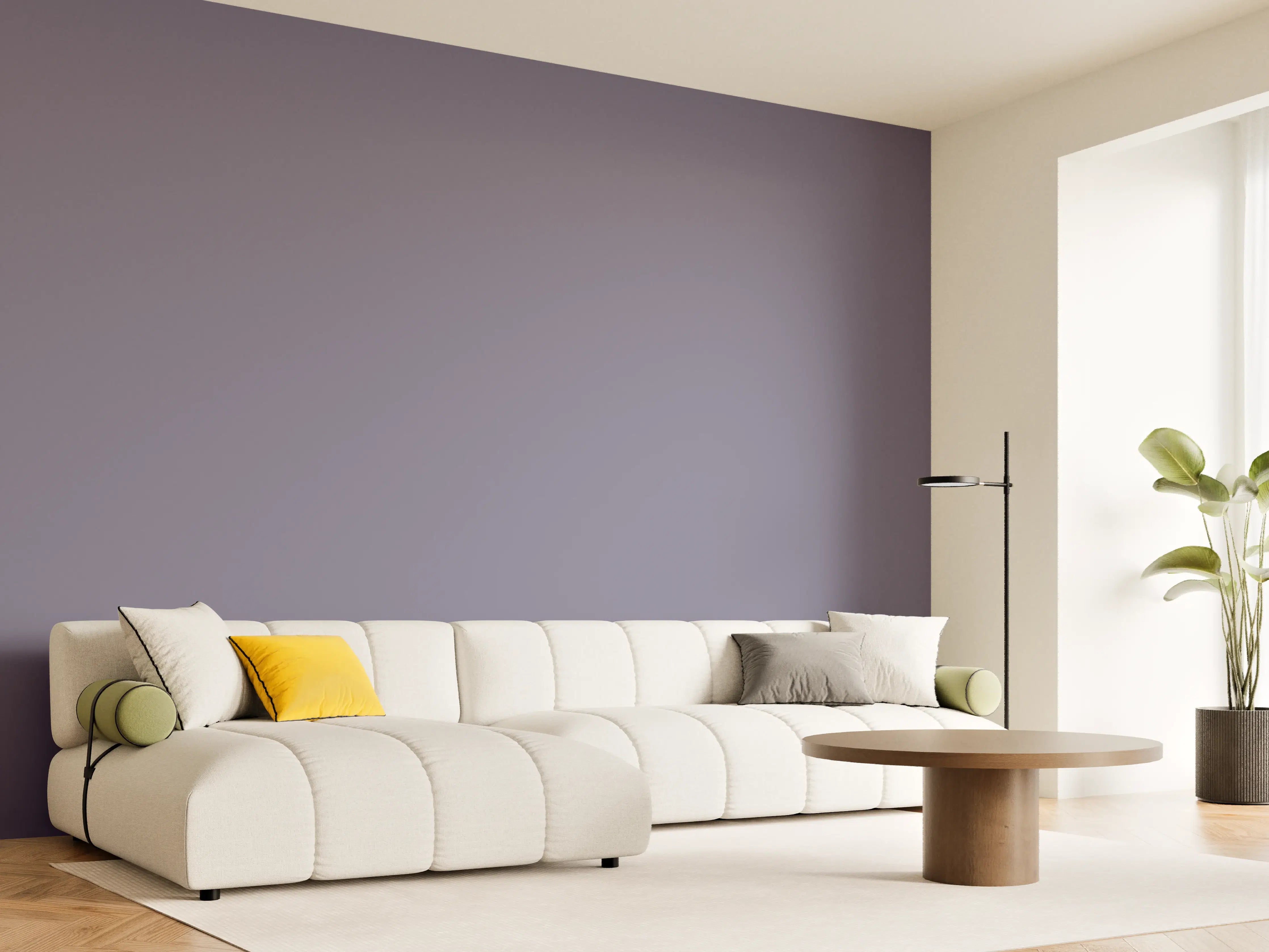 Wandverkleidung Wohnzimmer - RAL 4012 (Perlbrombeere)