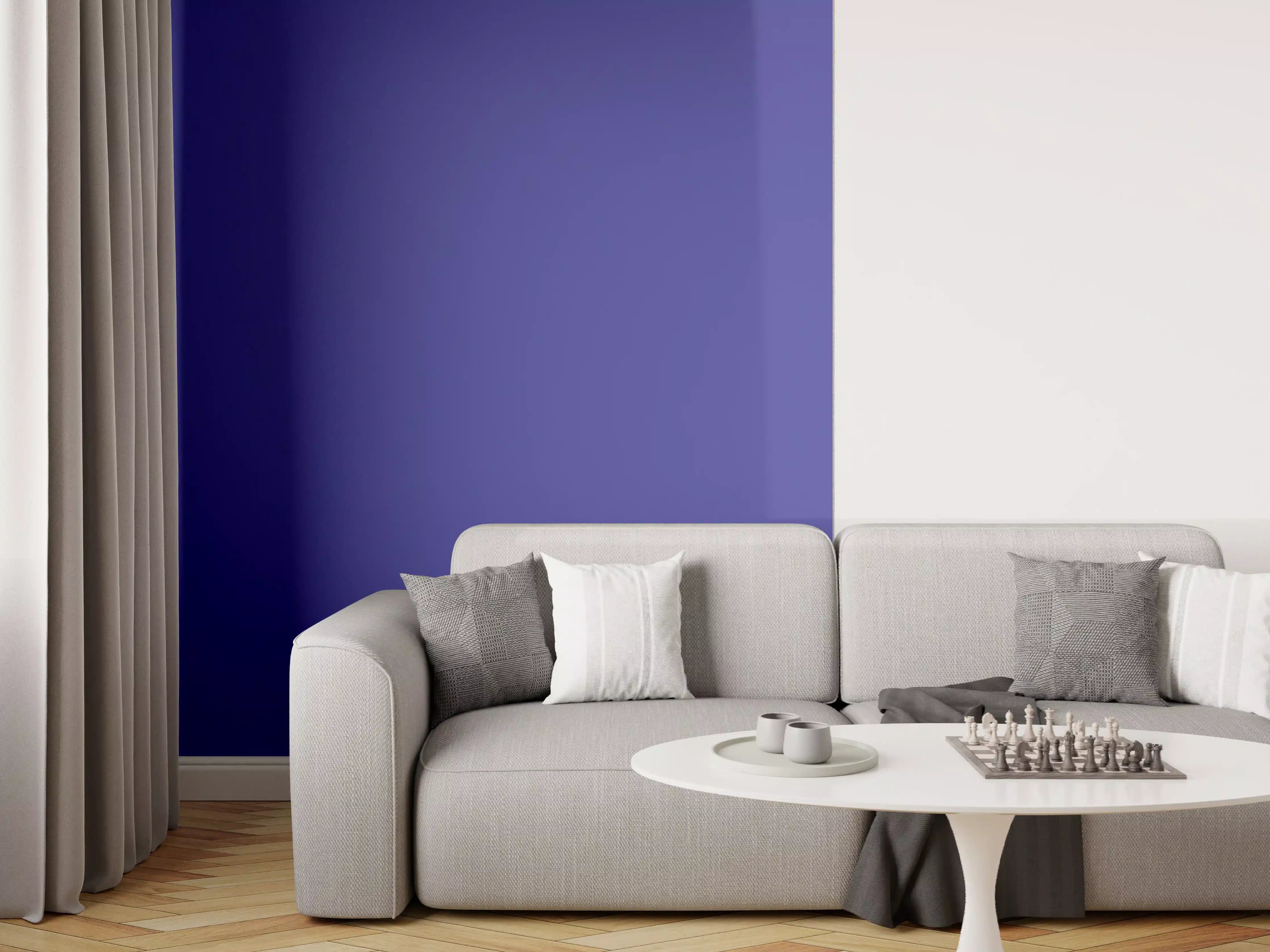 Wandverkleidung Wohnzimmer - RAL 5002 (Ultramarinblau)