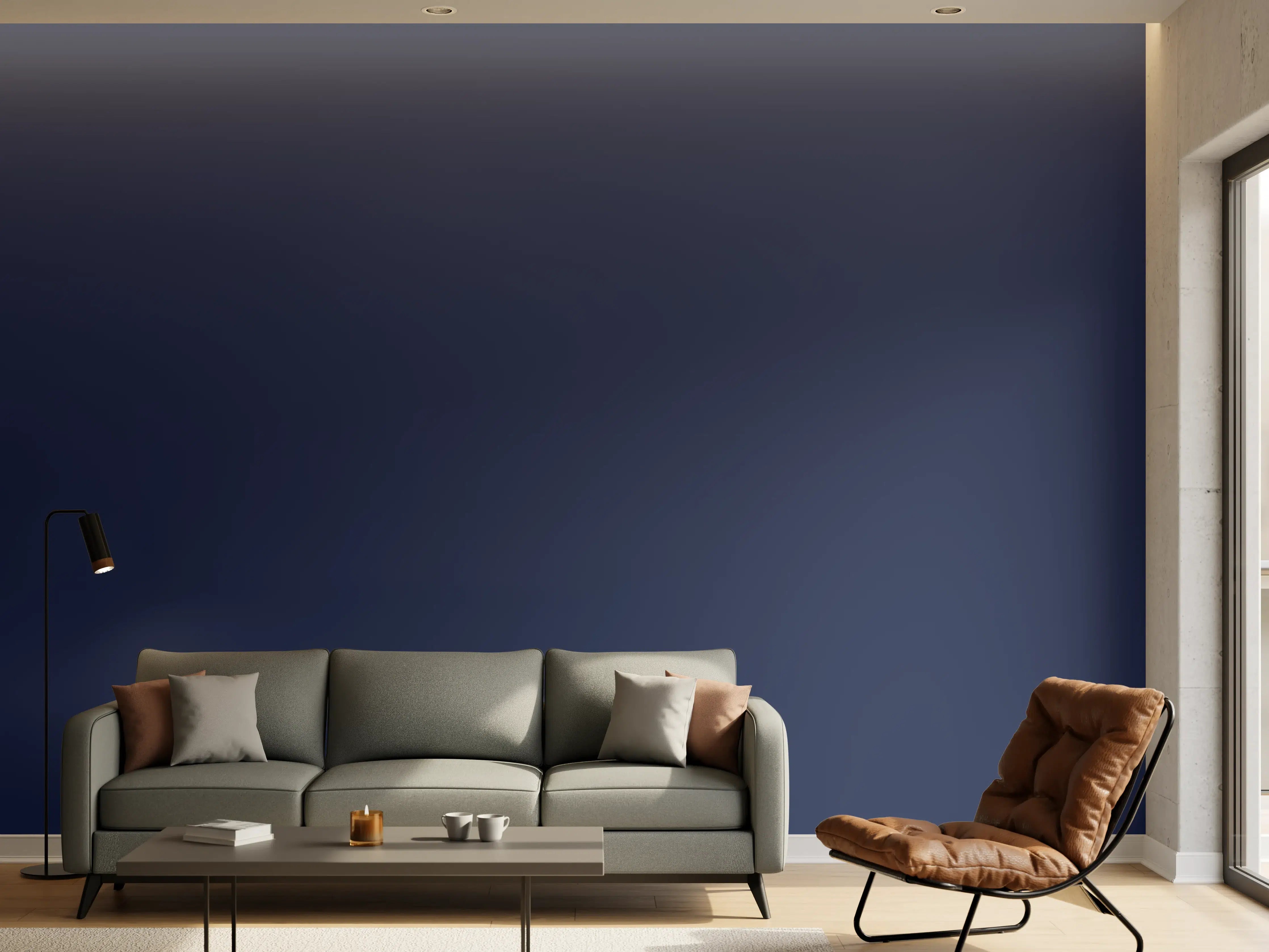 Wandverkleidung Wohnzimmer - RAL 5003 (Saphirblau)