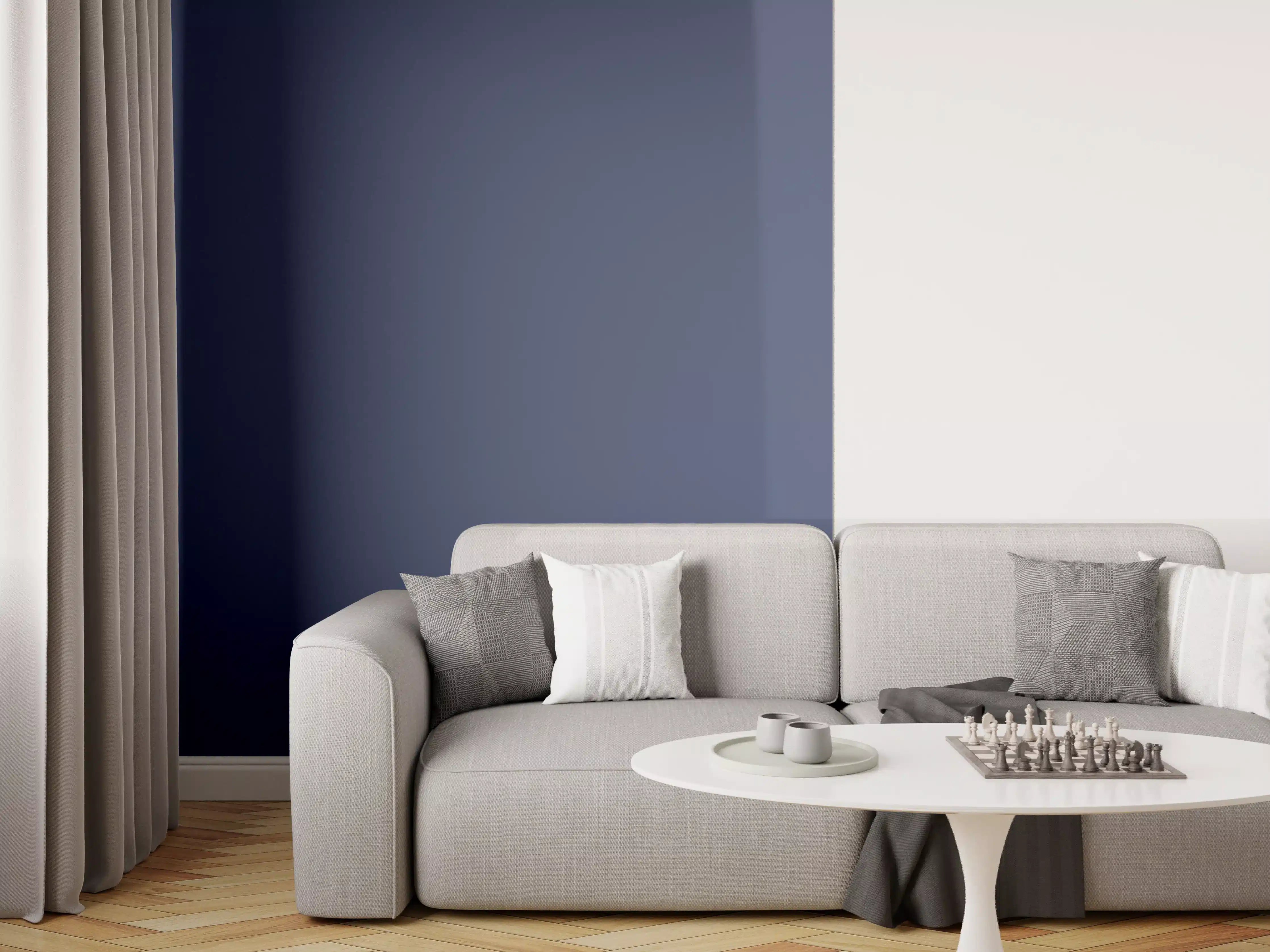 Wandverkleidung Wohnzimmer - RAL 5003 (Saphirblau)