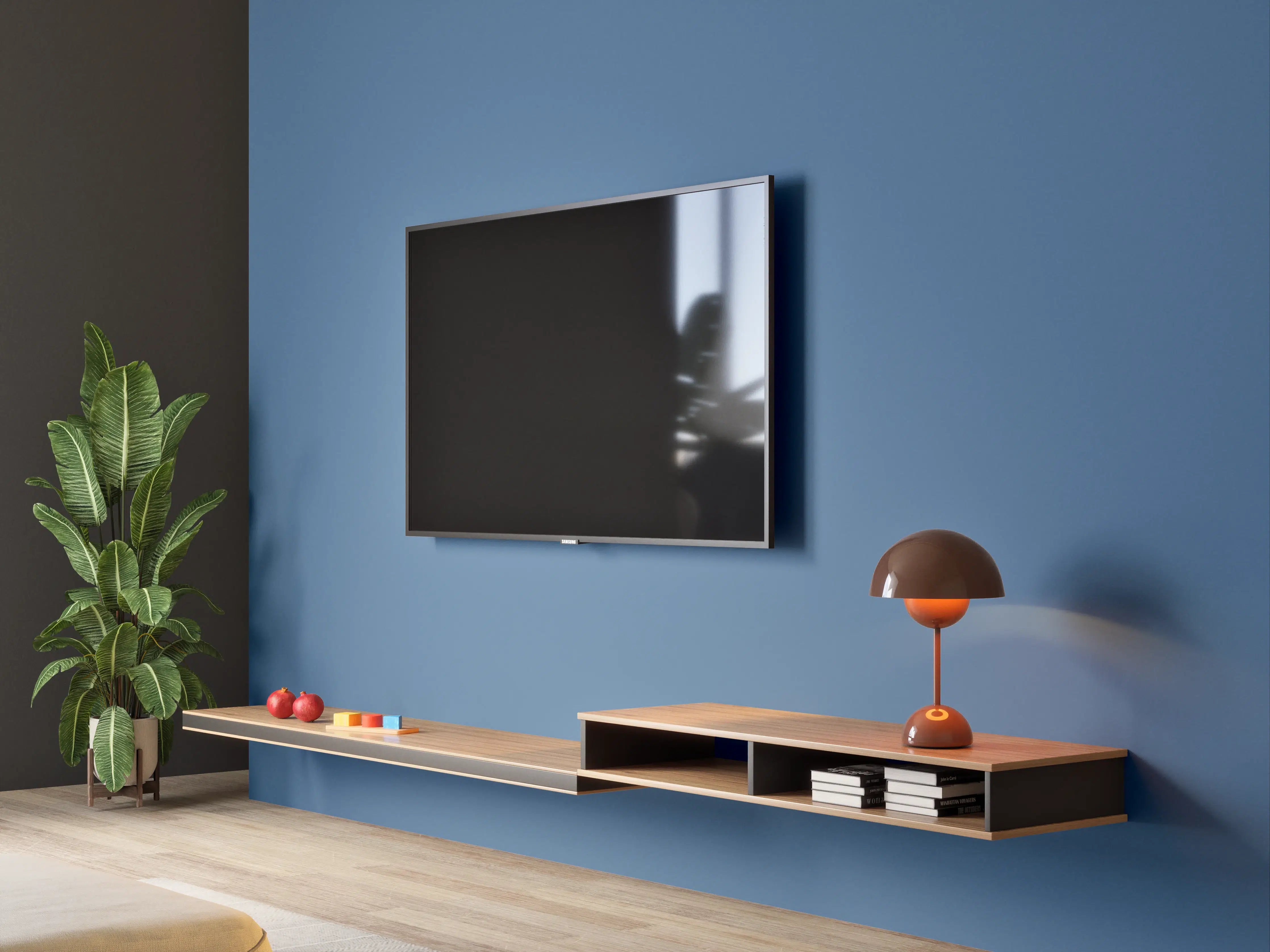 Wandverkleidung Wohnzimmer - RAL 5007 (Brillantblau)