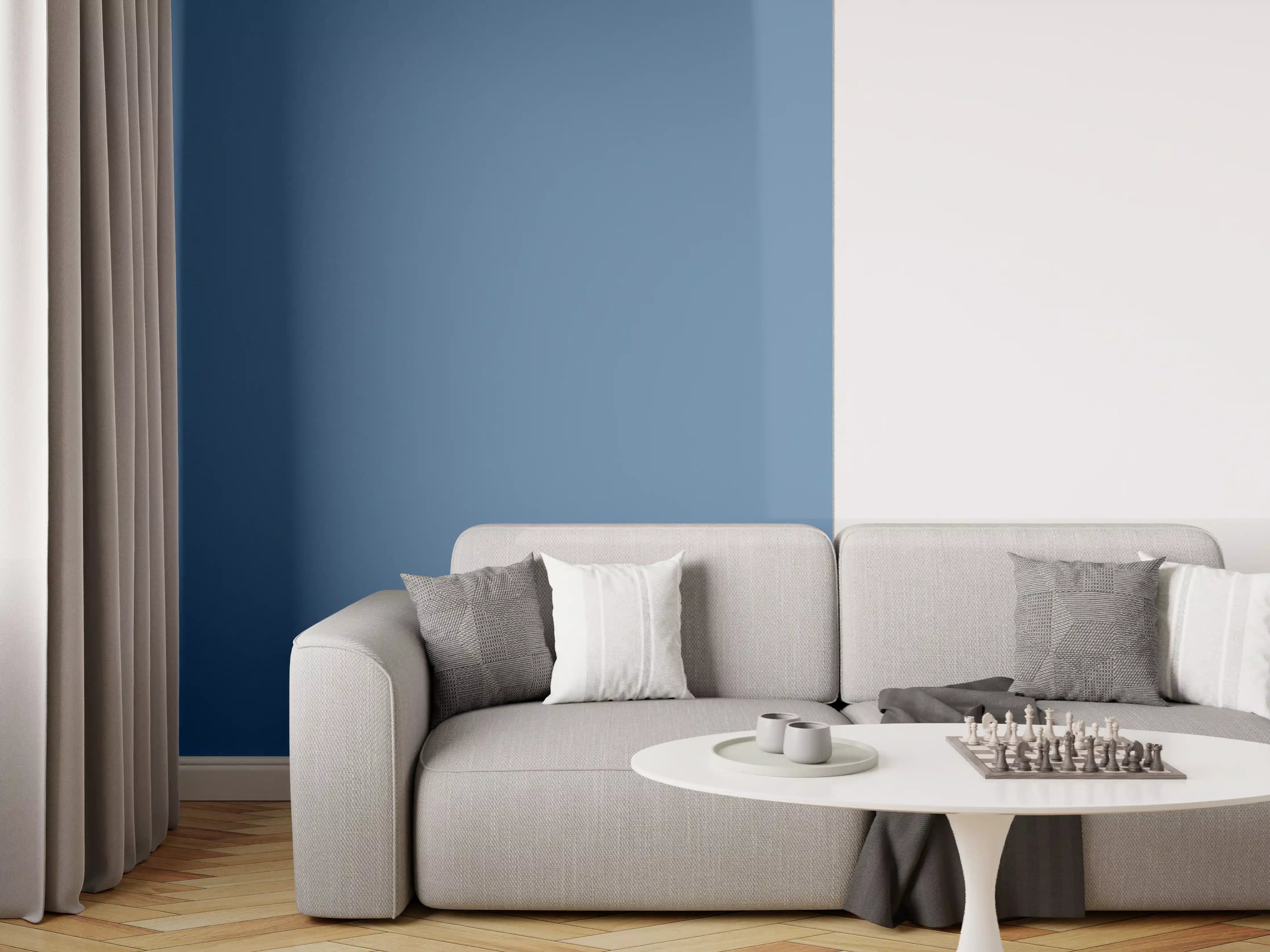 Wandverkleidung Wohnzimmer - RAL 5007 (Brillantblau)