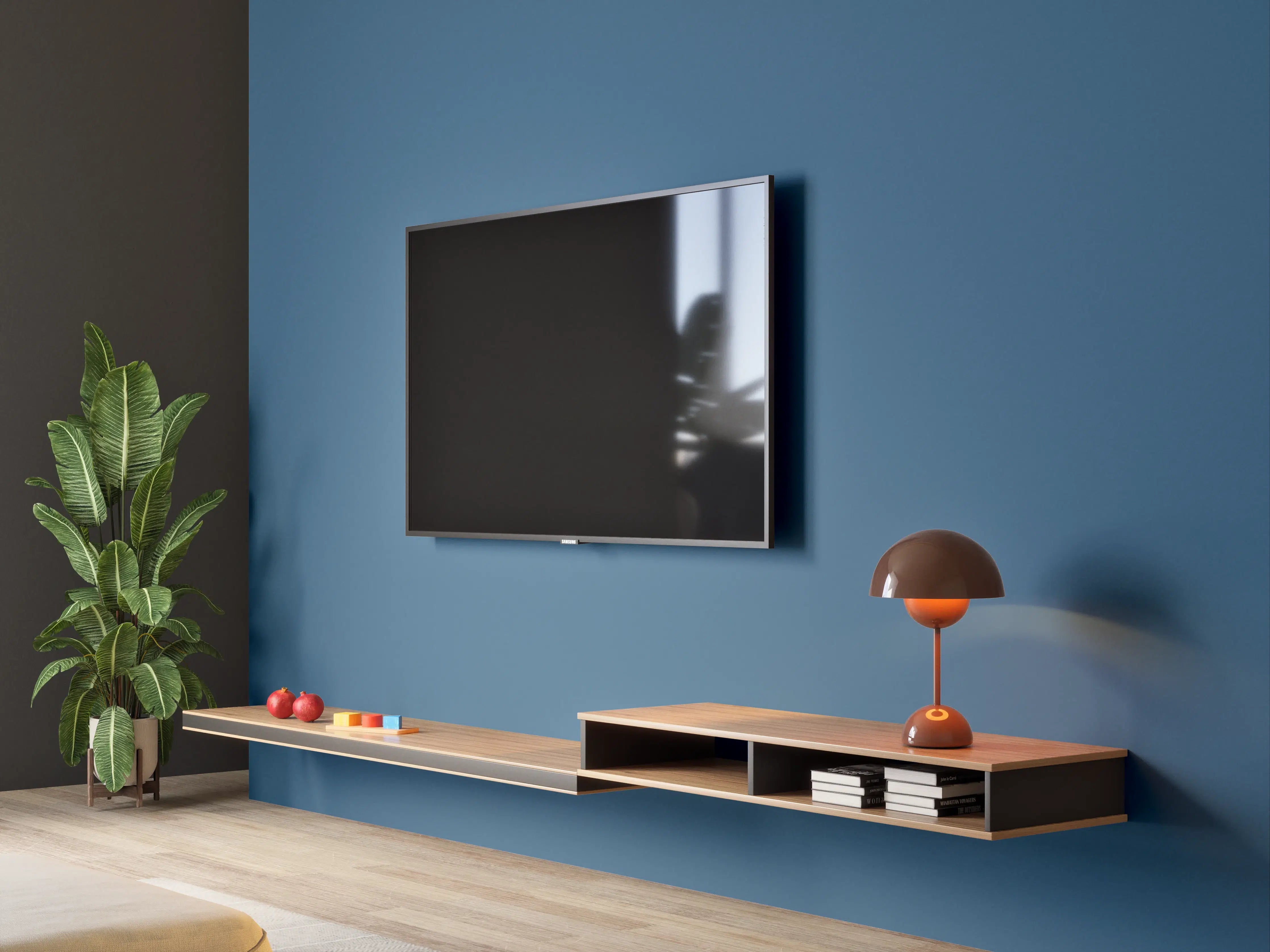 Wandverkleidung Wohnzimmer - RAL 5009 (Azurblau)