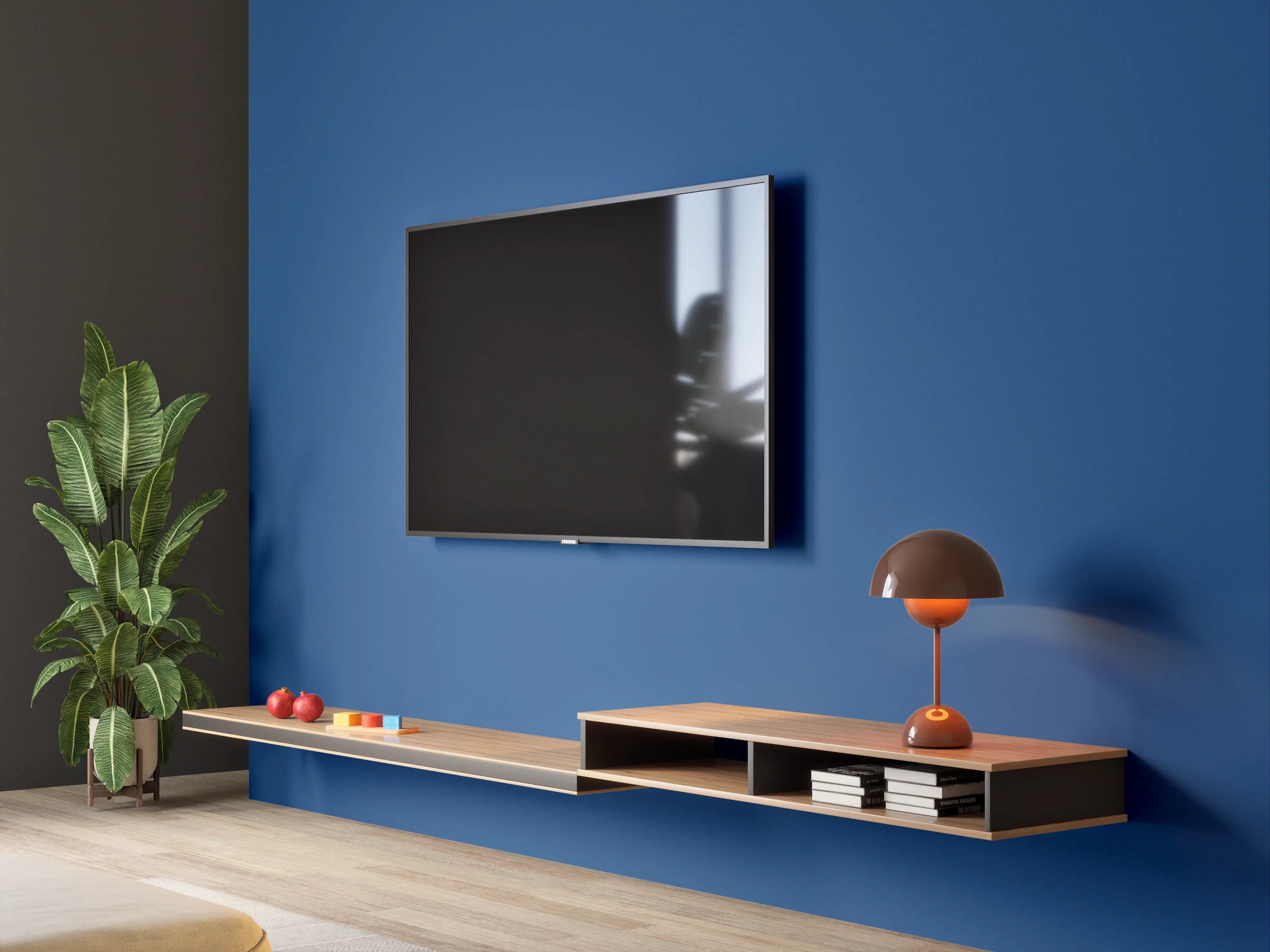 Wandverkleidung Wohnzimmer - RAL 5010 (Enzianblau)