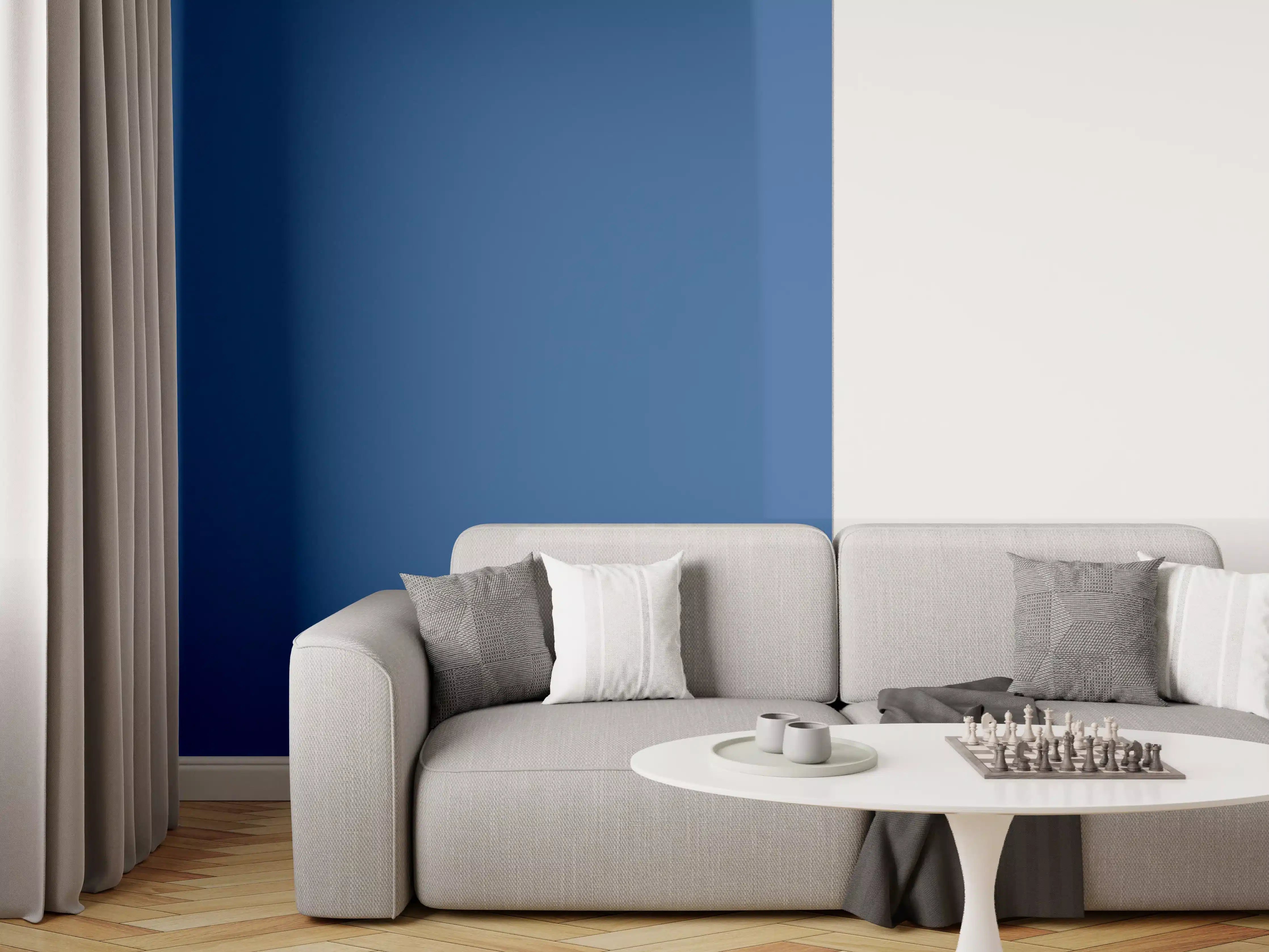Wandverkleidung Wohnzimmer - RAL 5010 (Enzianblau)