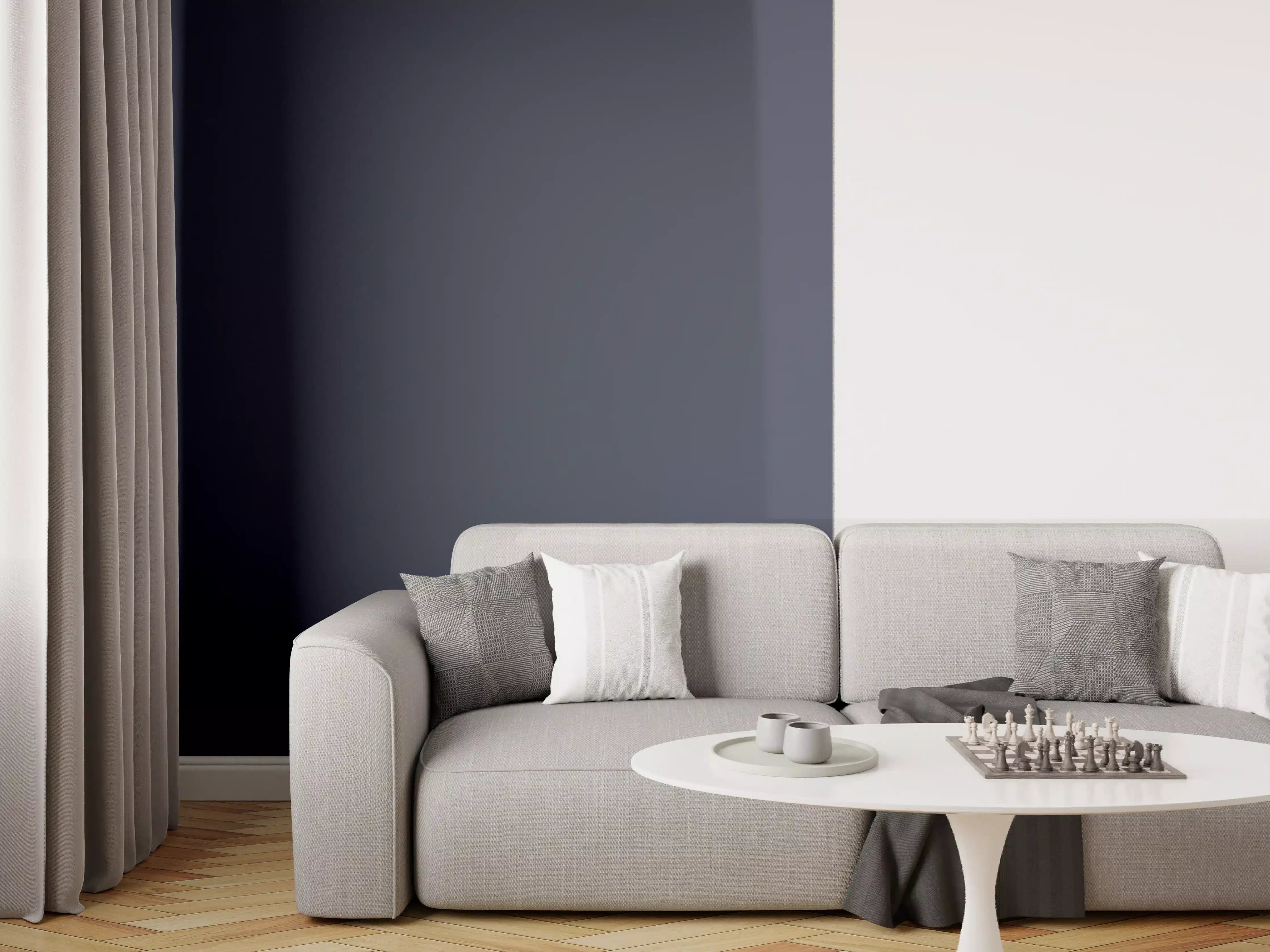 Wandverkleidung Wohnzimmer - RAL 5011 (Stahlblau)