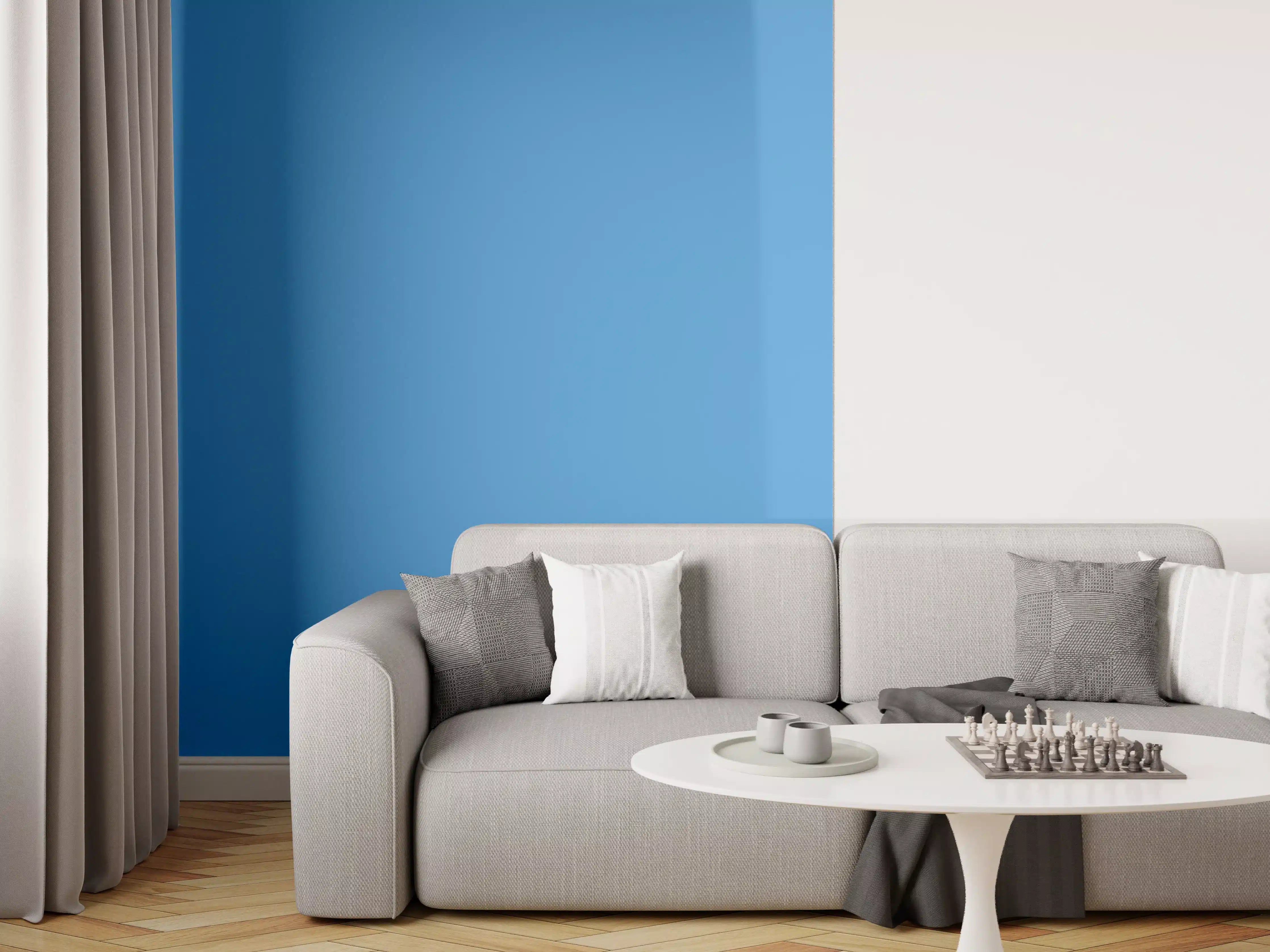 Wandverkleidung Wohnzimmer - RAL 5012 (Hellblau)