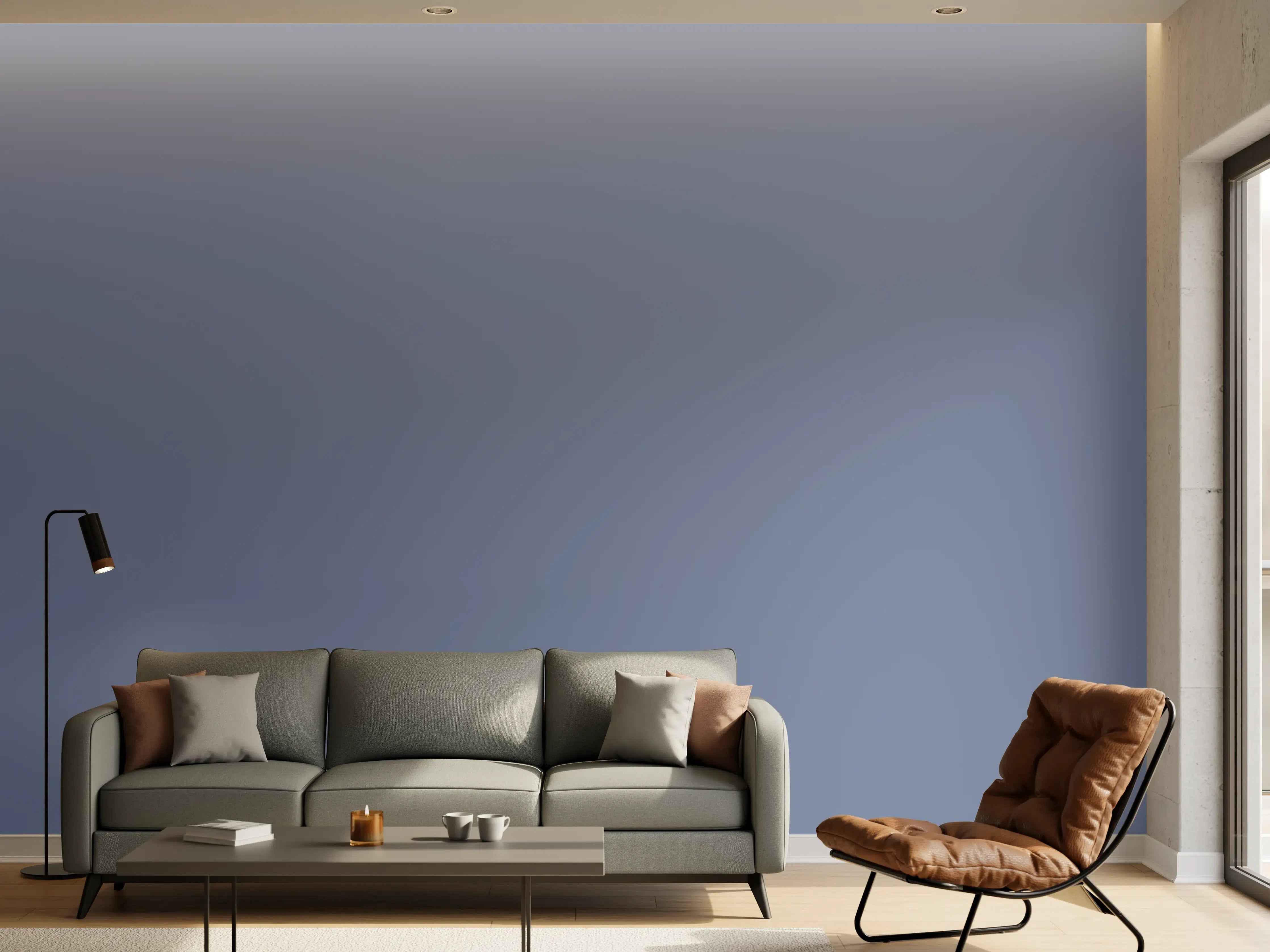 Wandverkleidung Wohnzimmer - RAL 5014 (Taubenblau)