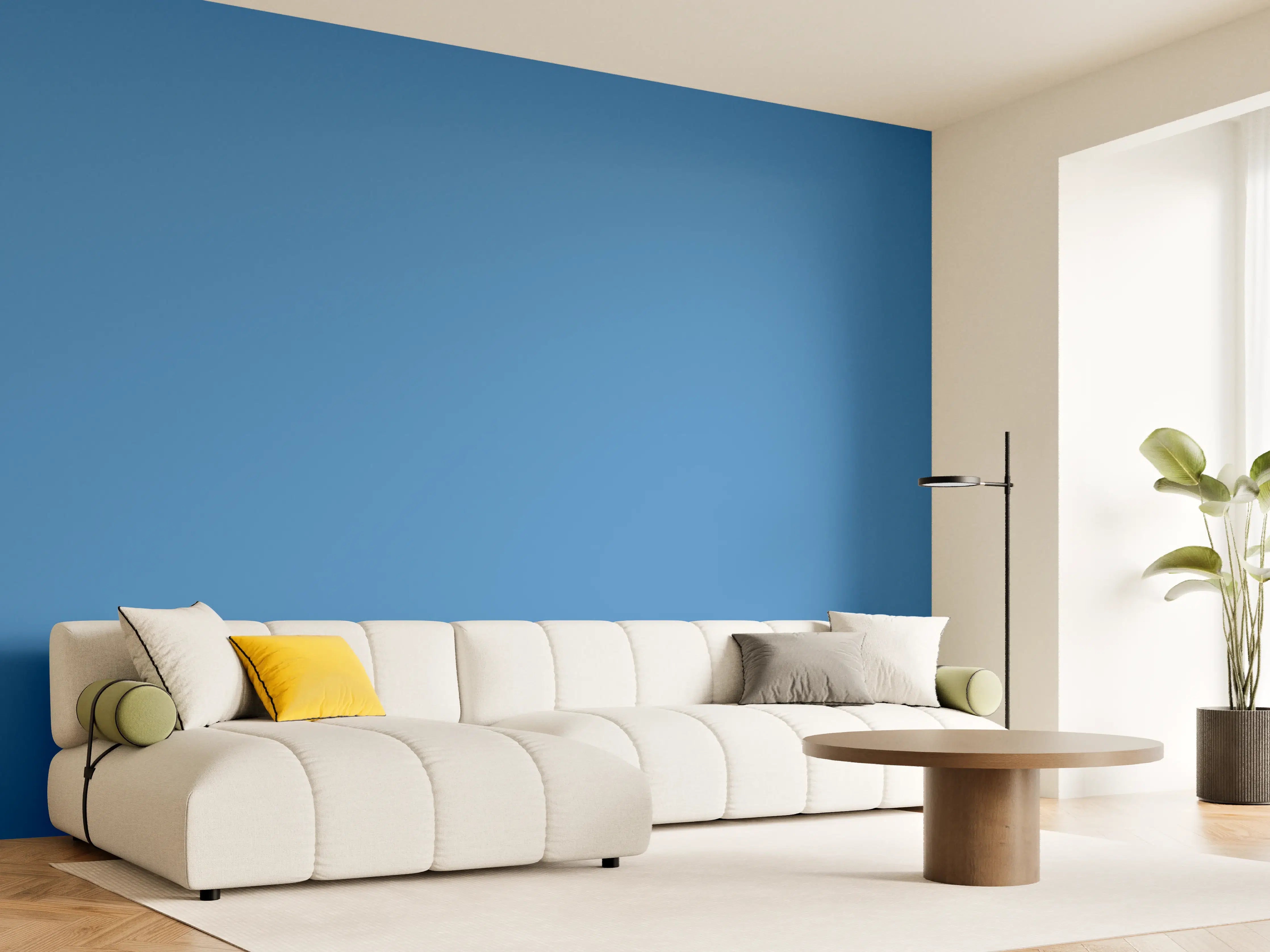 Wandverkleidung Wohnzimmer - RAL 5015 (Himmelblau)