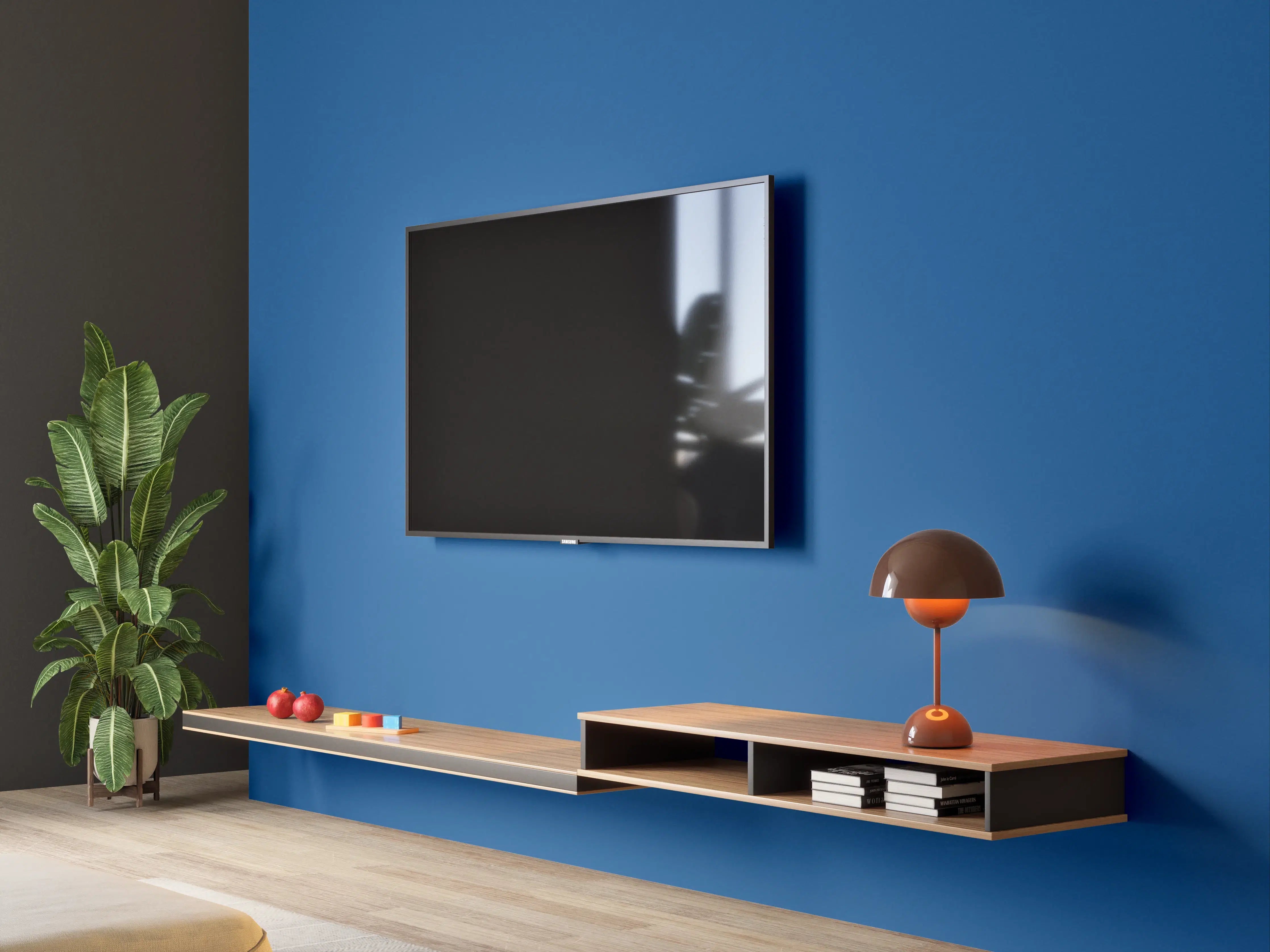 Wandverkleidung Wohnzimmer - RAL 5017 (Verkehrsblau)
