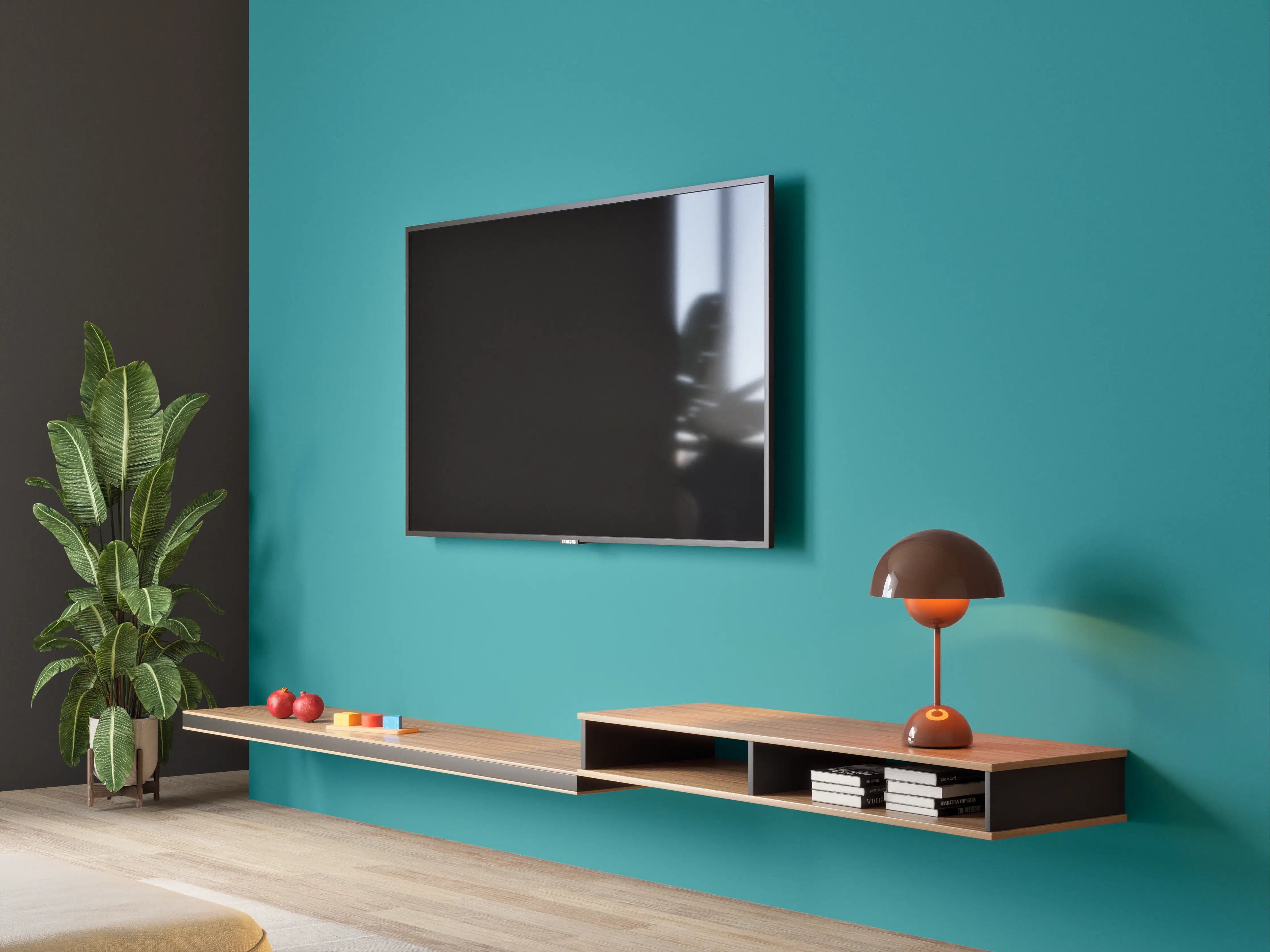 Wandverkleidung Wohnzimmer - RAL 5018 (Türkisblau)