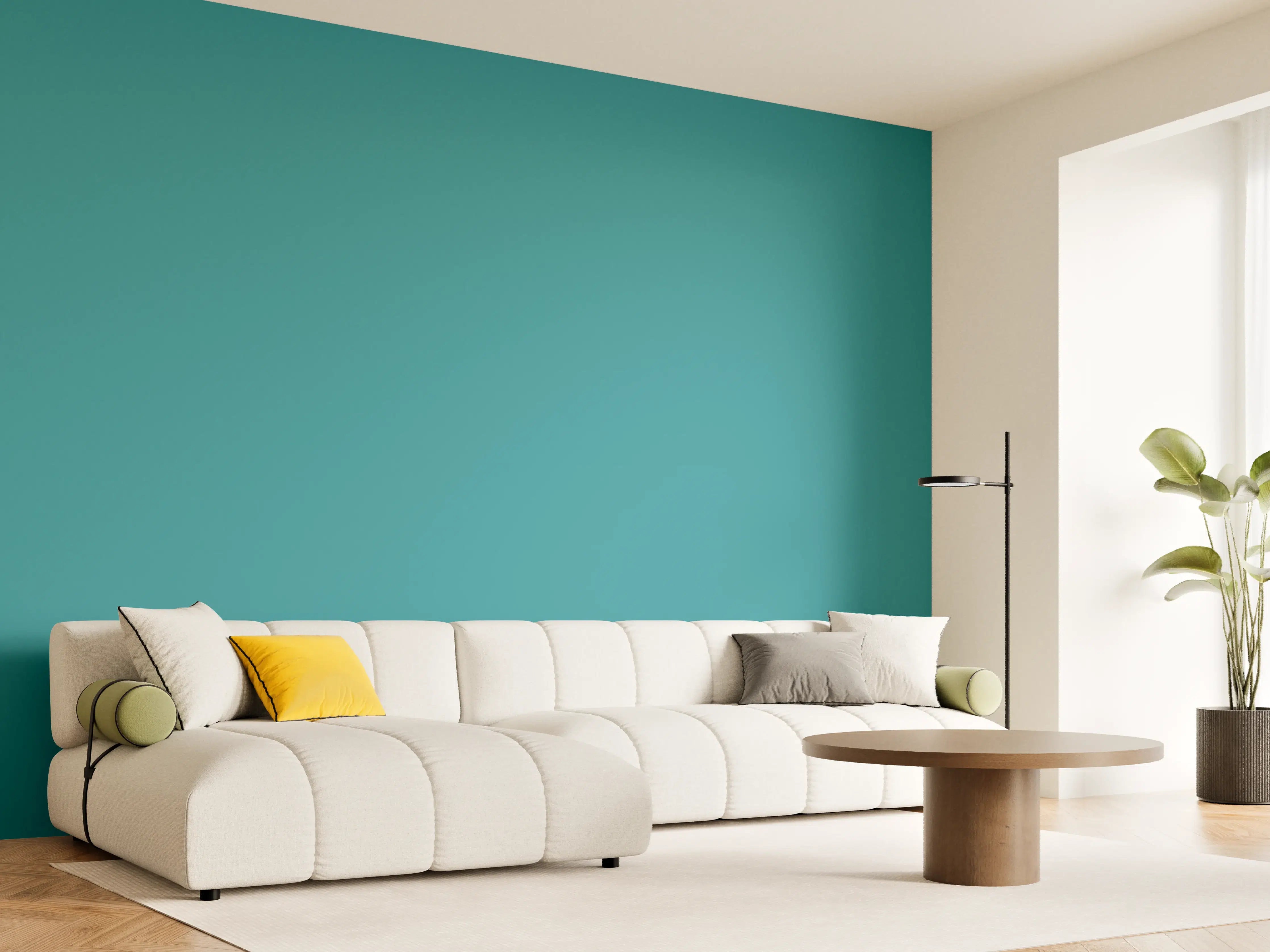Wandverkleidung Wohnzimmer - RAL 5018 (Türkisblau)