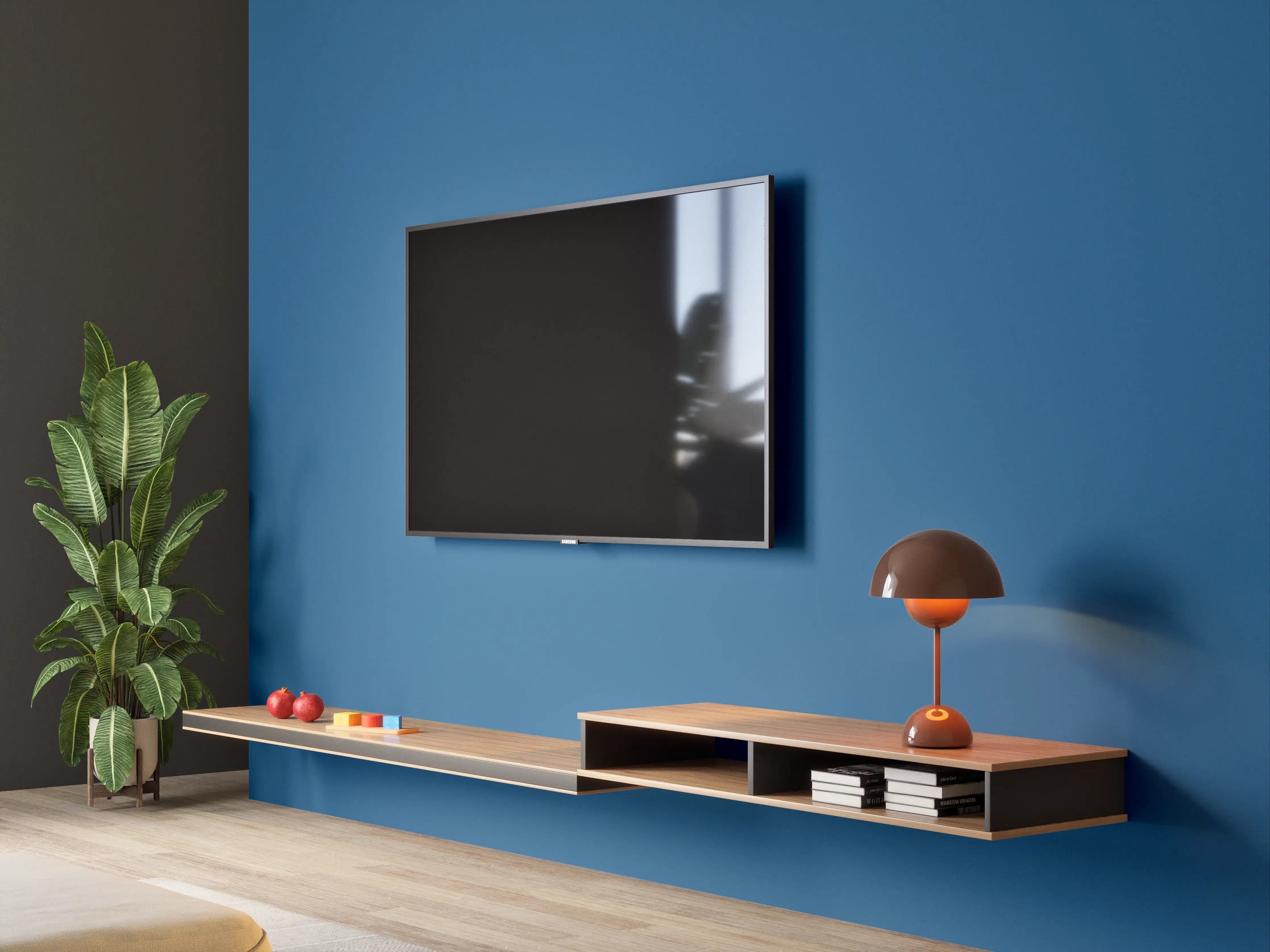 Wandverkleidung Wohnzimmer - RAL 5019 (Capri-Blau)