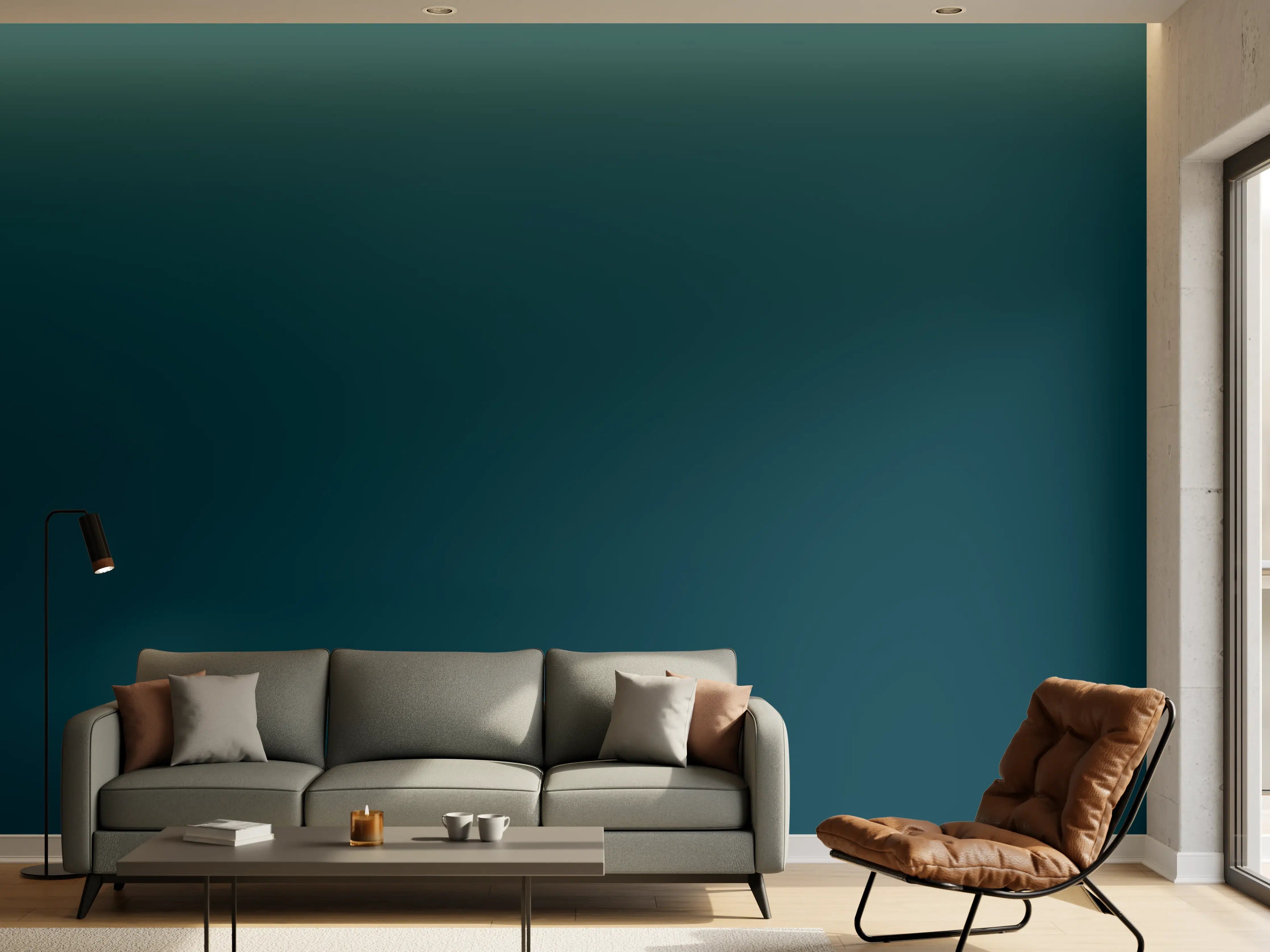 Wandverkleidung Wohnzimmer - RAL 5020 (Ozeanblau)