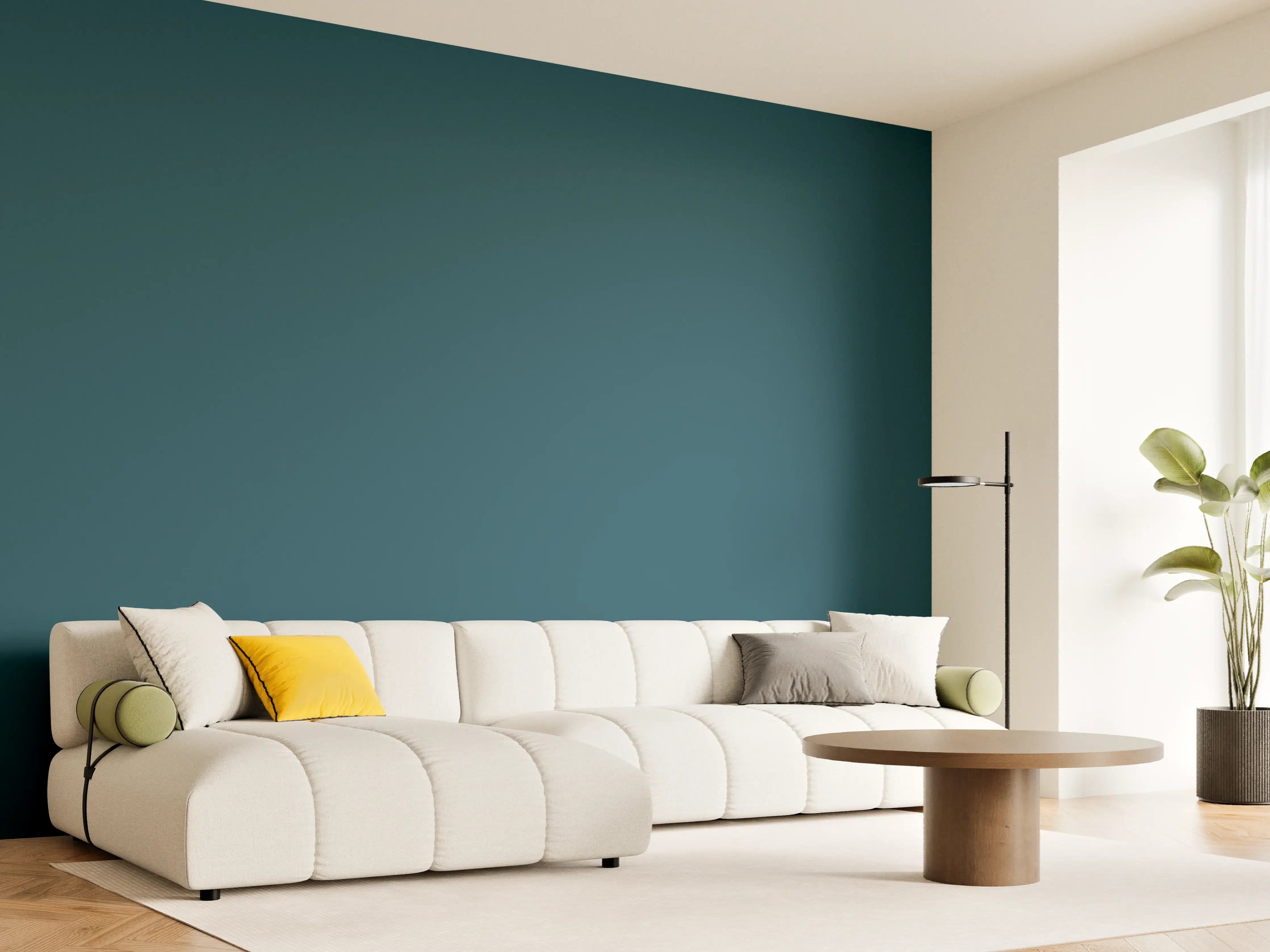 Wandverkleidung Wohnzimmer - RAL 5020 (Ozeanblau)