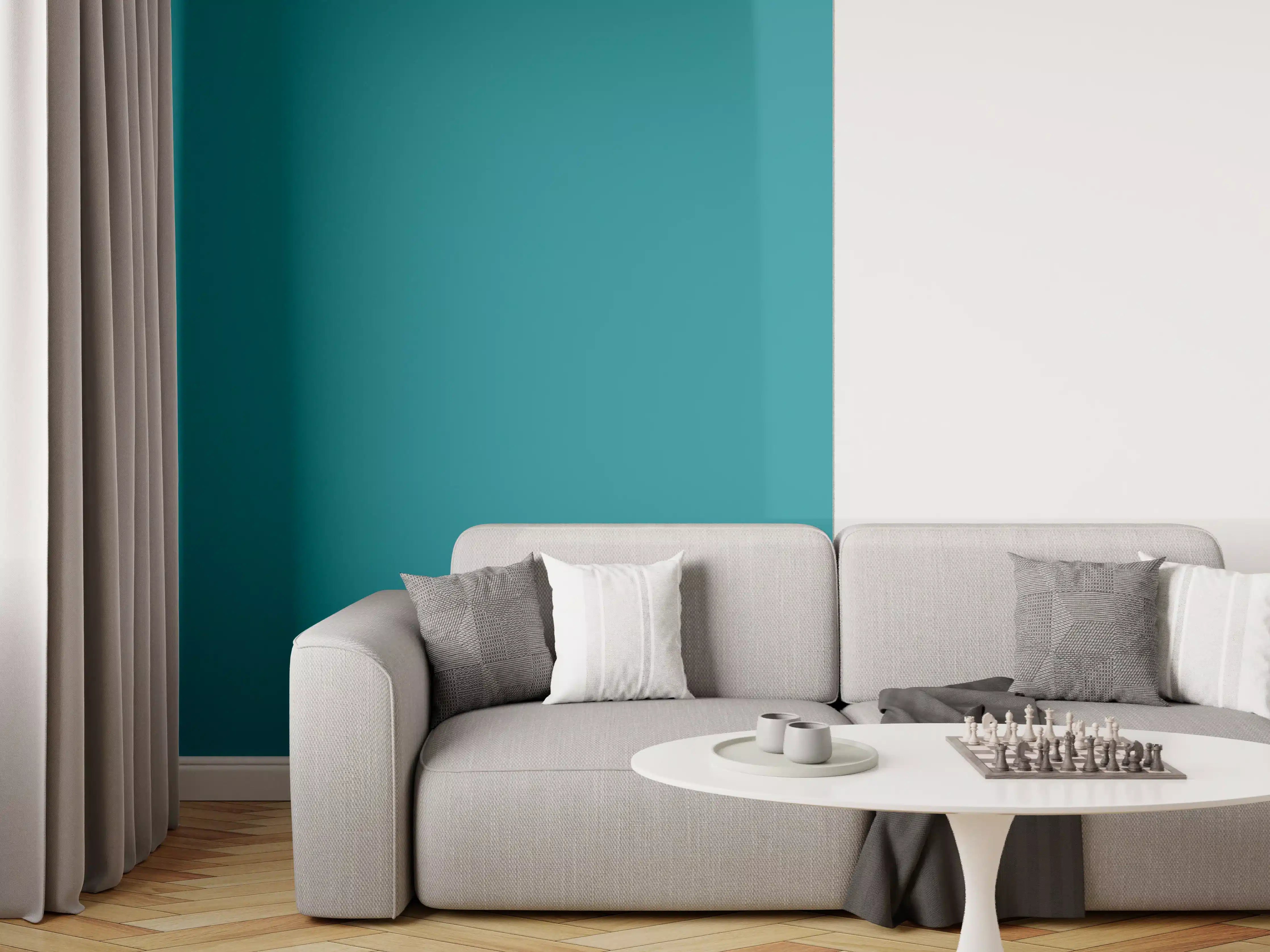 Wandverkleidung Wohnzimmer - RAL 5021 (Wasserblau)