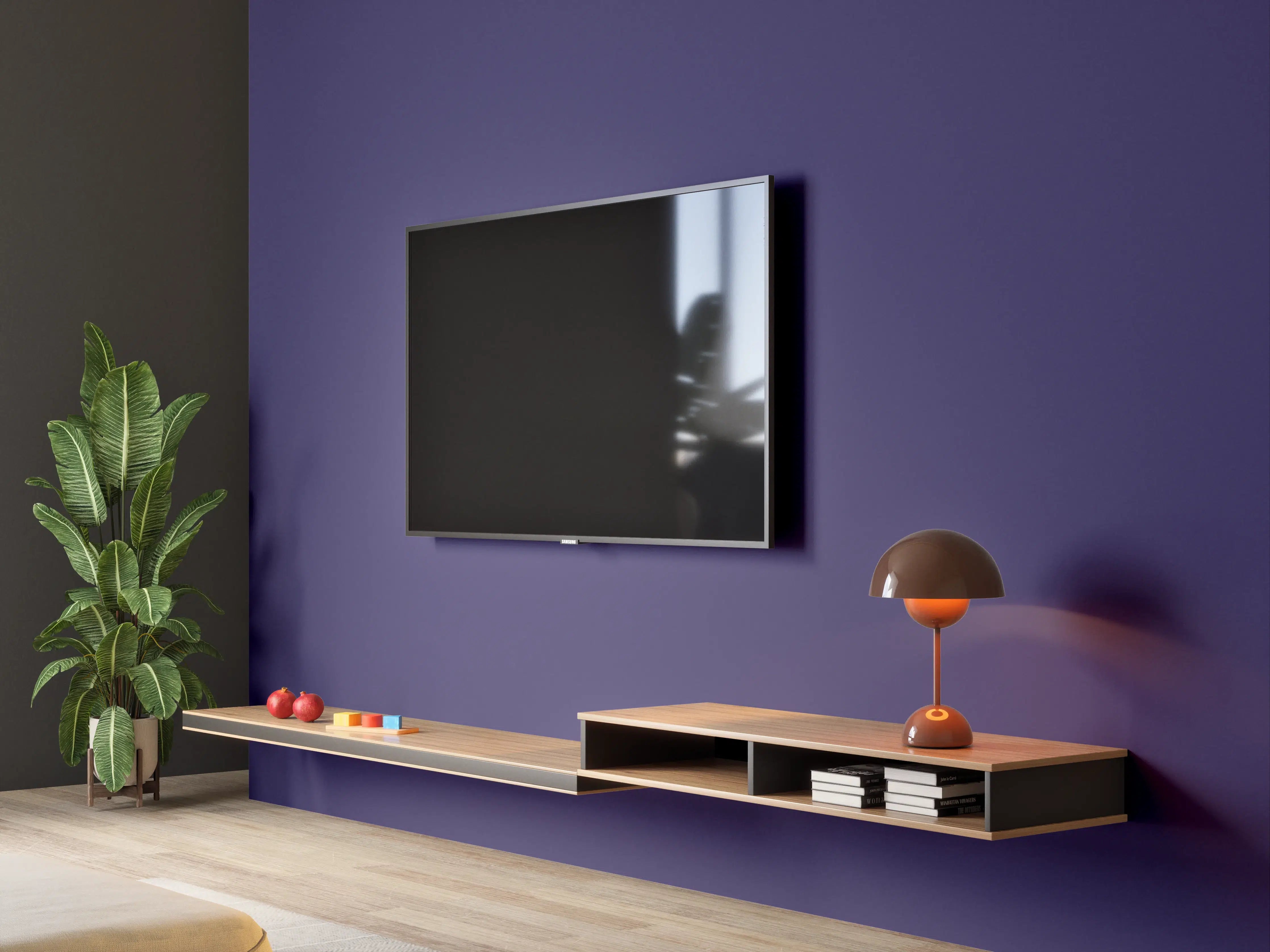 Wandverkleidung Wohnzimmer - RAL 5022 (Nachtblau)