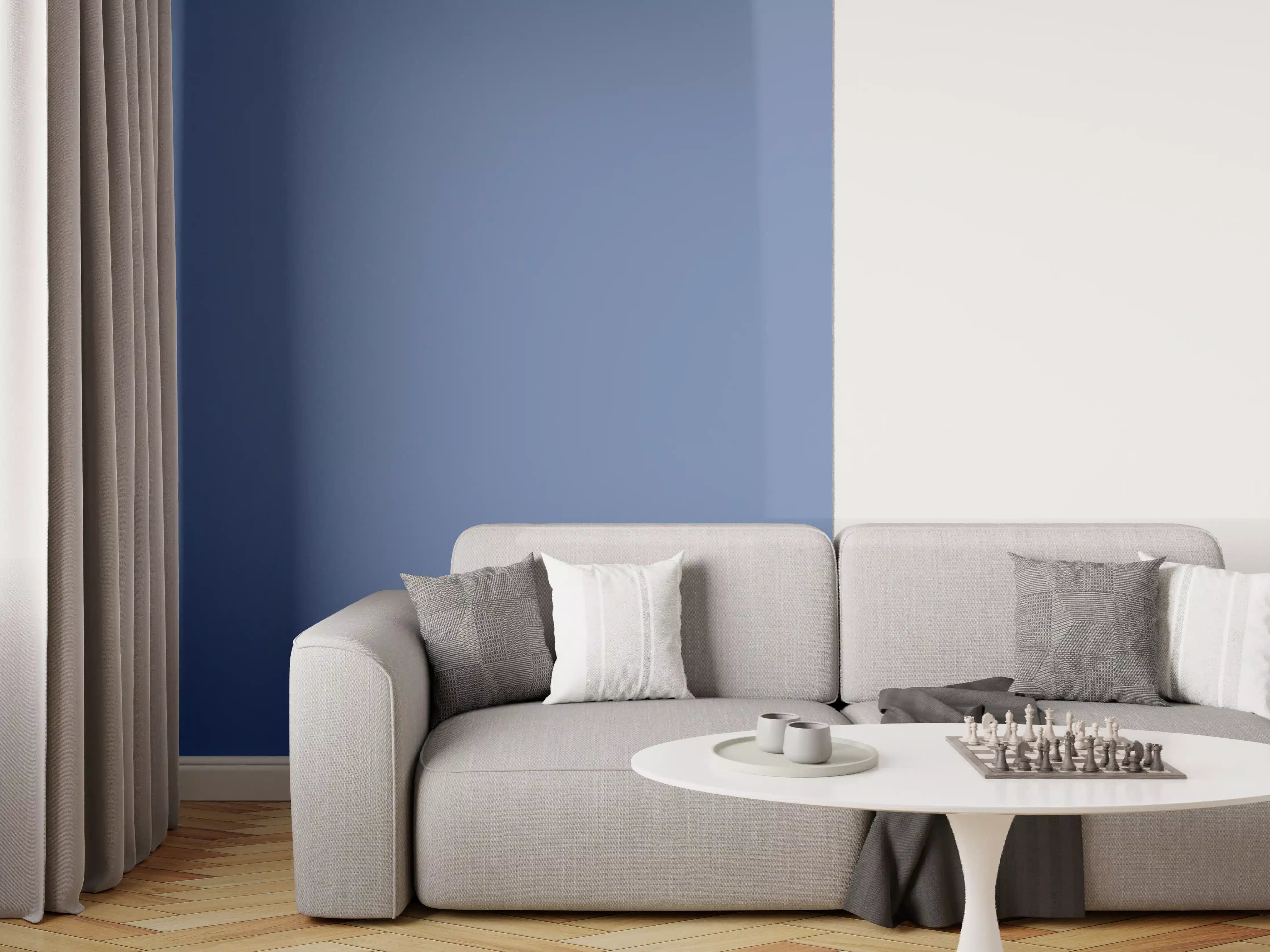 Wandverkleidung Wohnzimmer - RAL 5023 (Entferntes Blau)