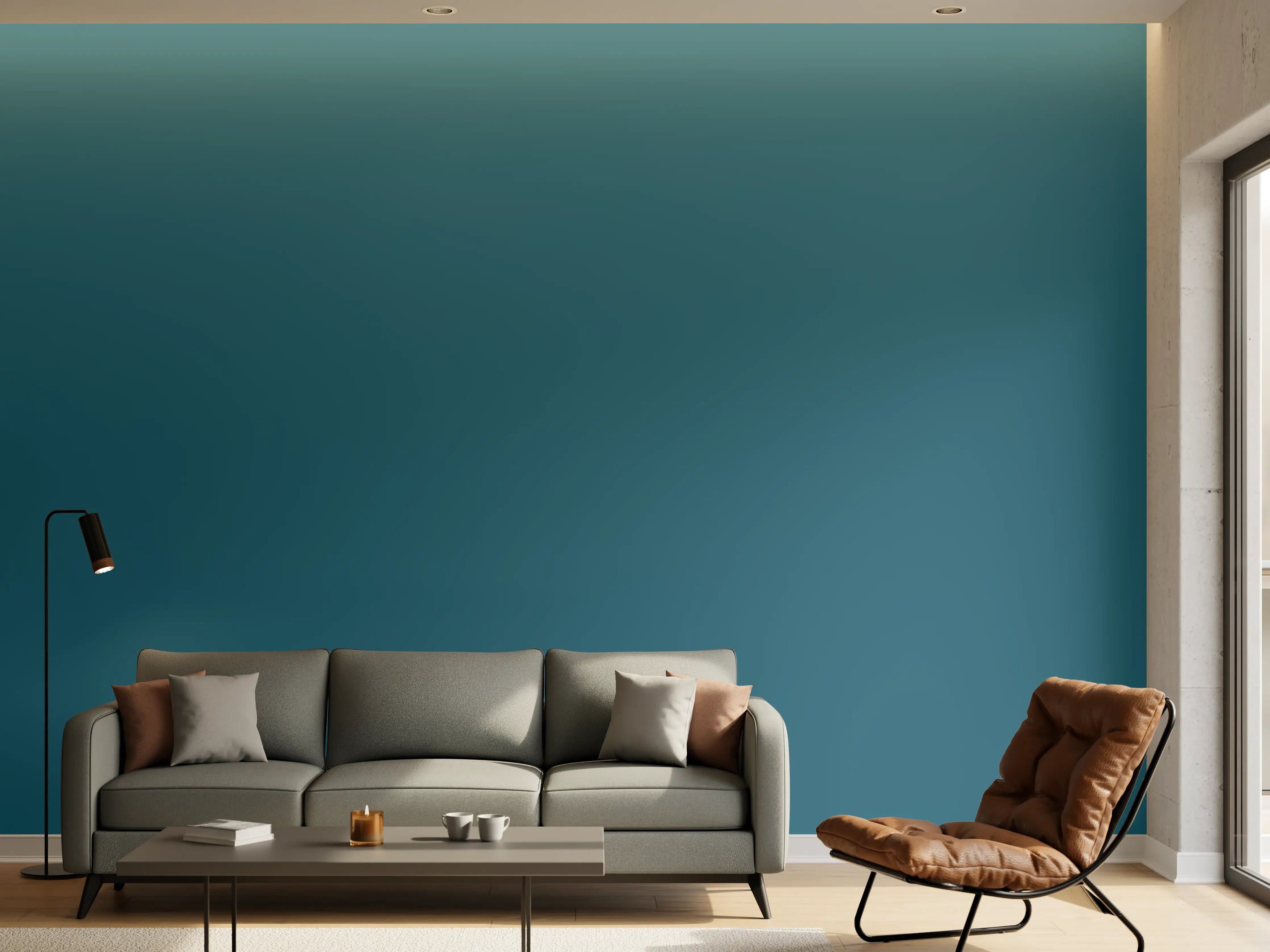 Wandverkleidung Wohnzimmer - RAL 5025 (Perlenzenzianblau)