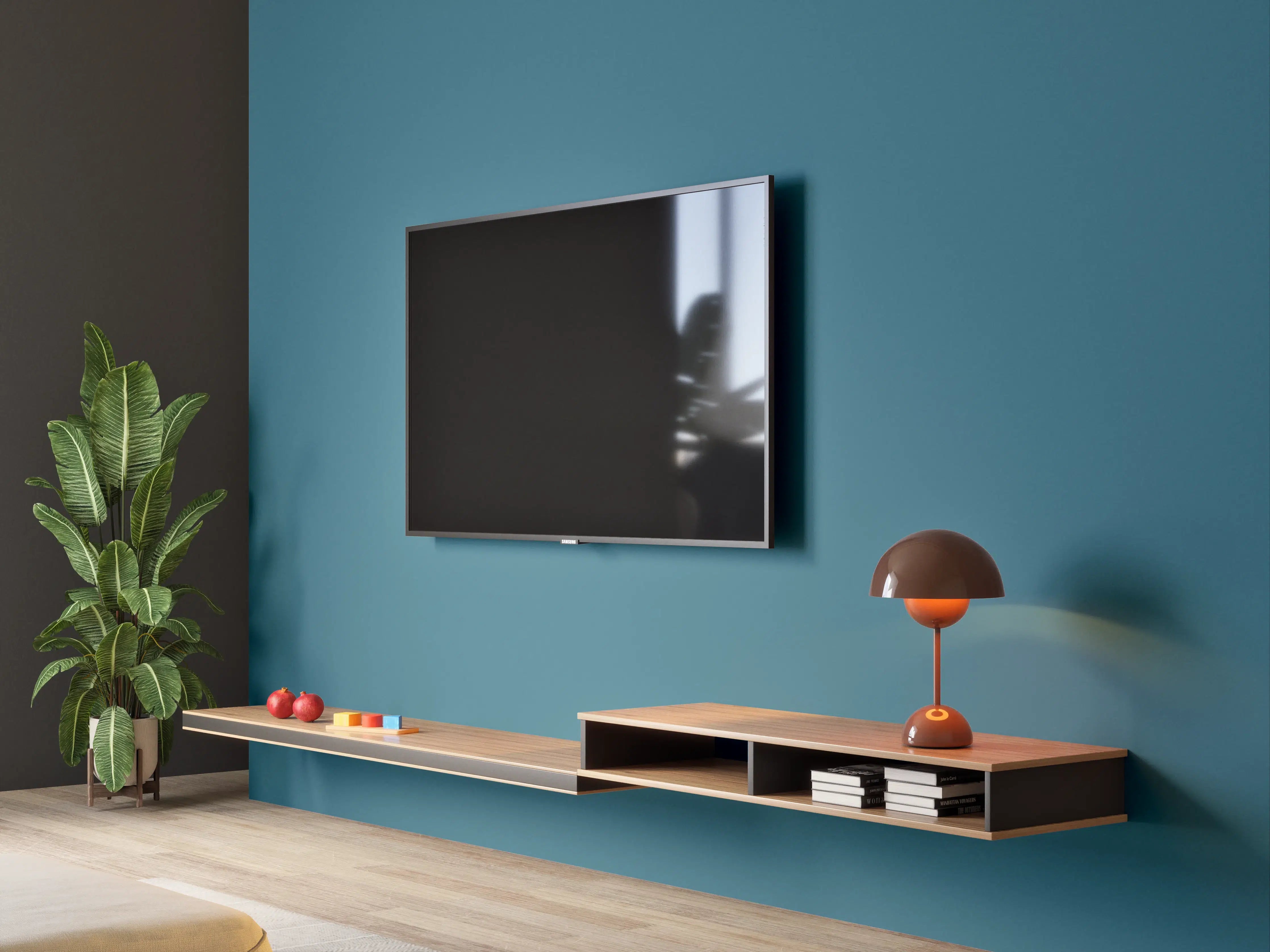Wandverkleidung Wohnzimmer - RAL 5025 (Perlenzenzianblau)