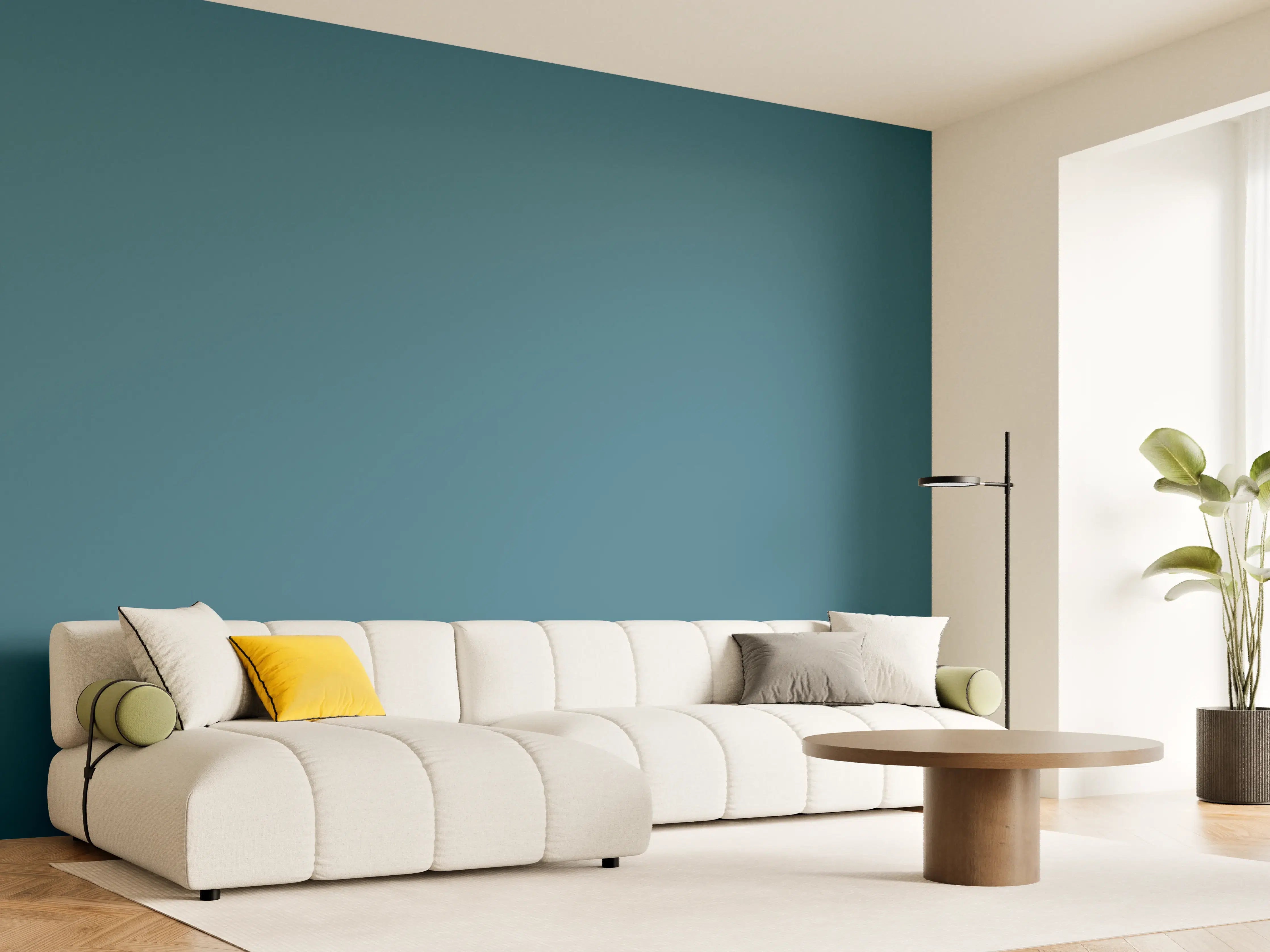 Wandverkleidung Wohnzimmer - RAL 5025 (Perlenzenzianblau)