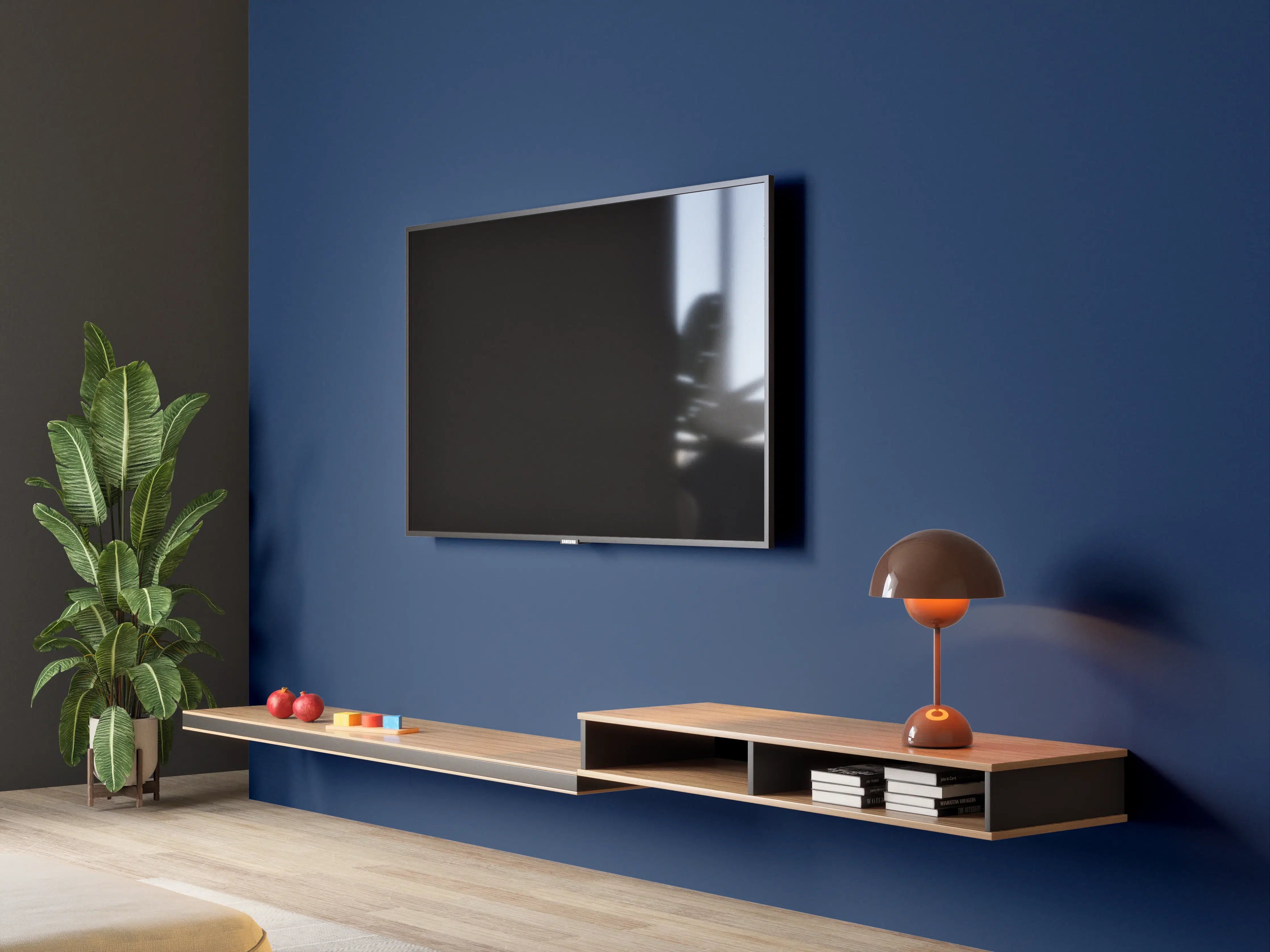 Wandverkleidung Wohnzimmer - RAL 5026 (Perlnachtblau)
