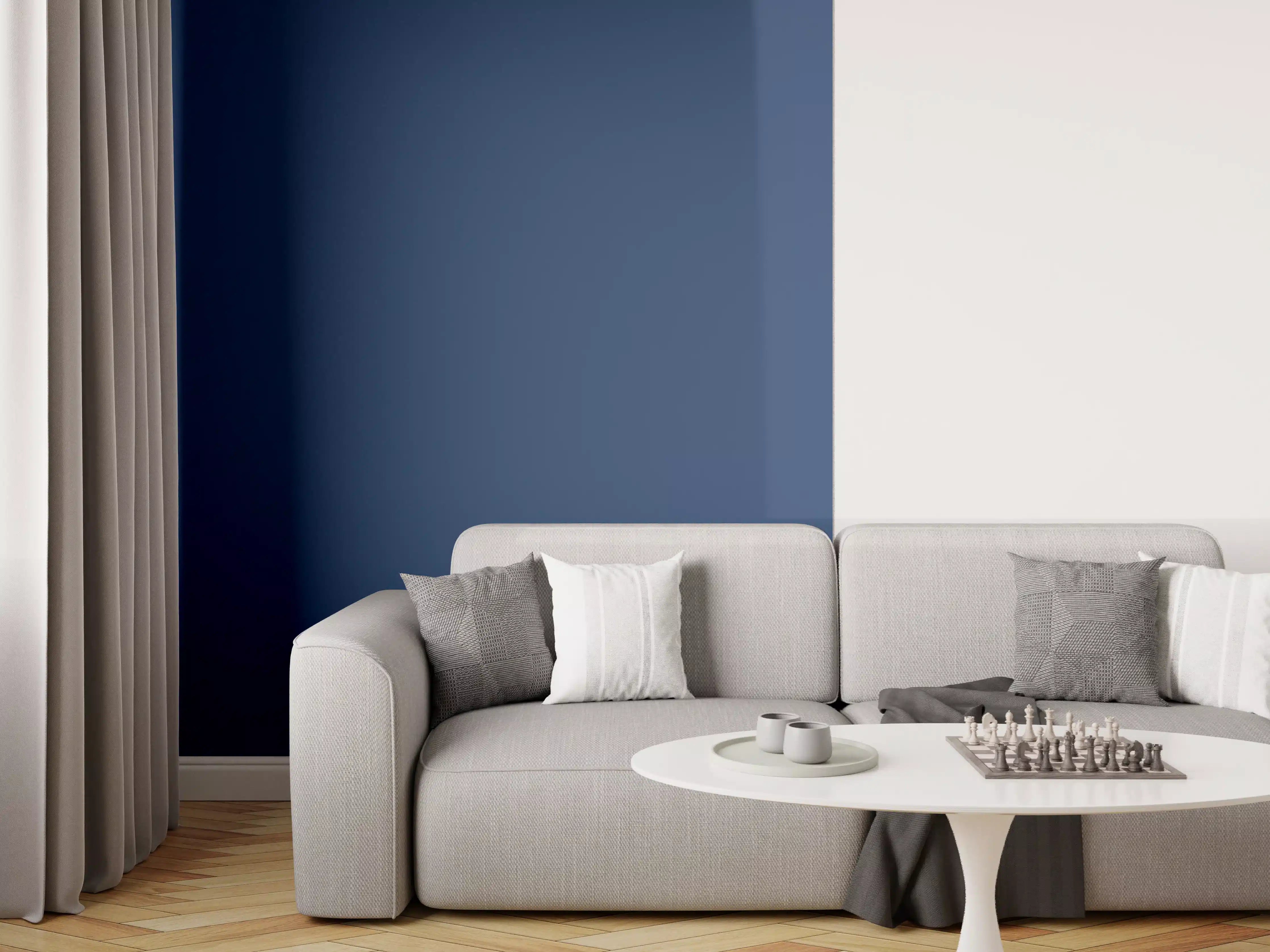 Wandverkleidung Wohnzimmer - RAL 5026 (Perlnachtblau)