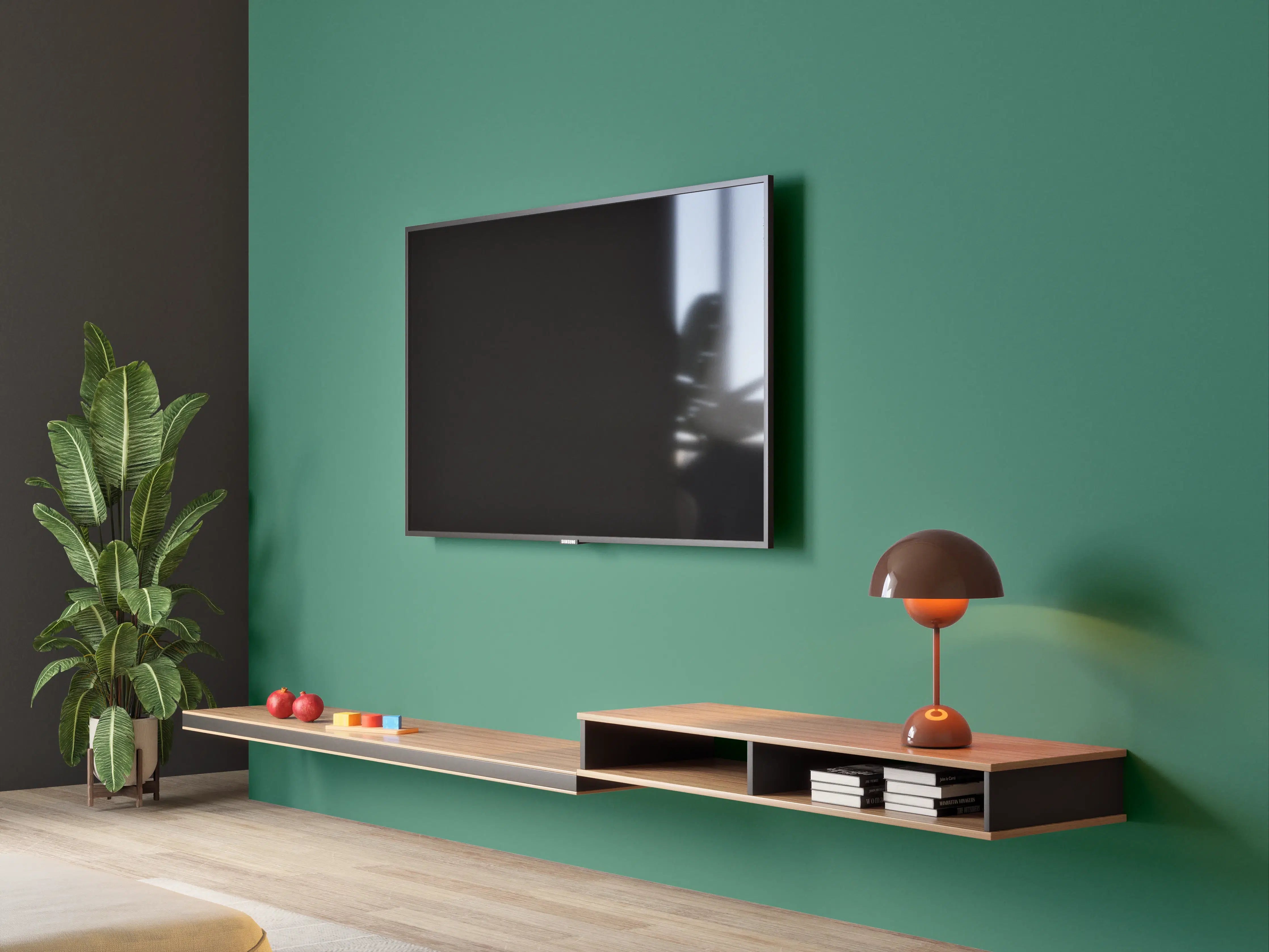 Wandverkleidung Wohnzimmer - RAL 6000 (Patinagrün)
