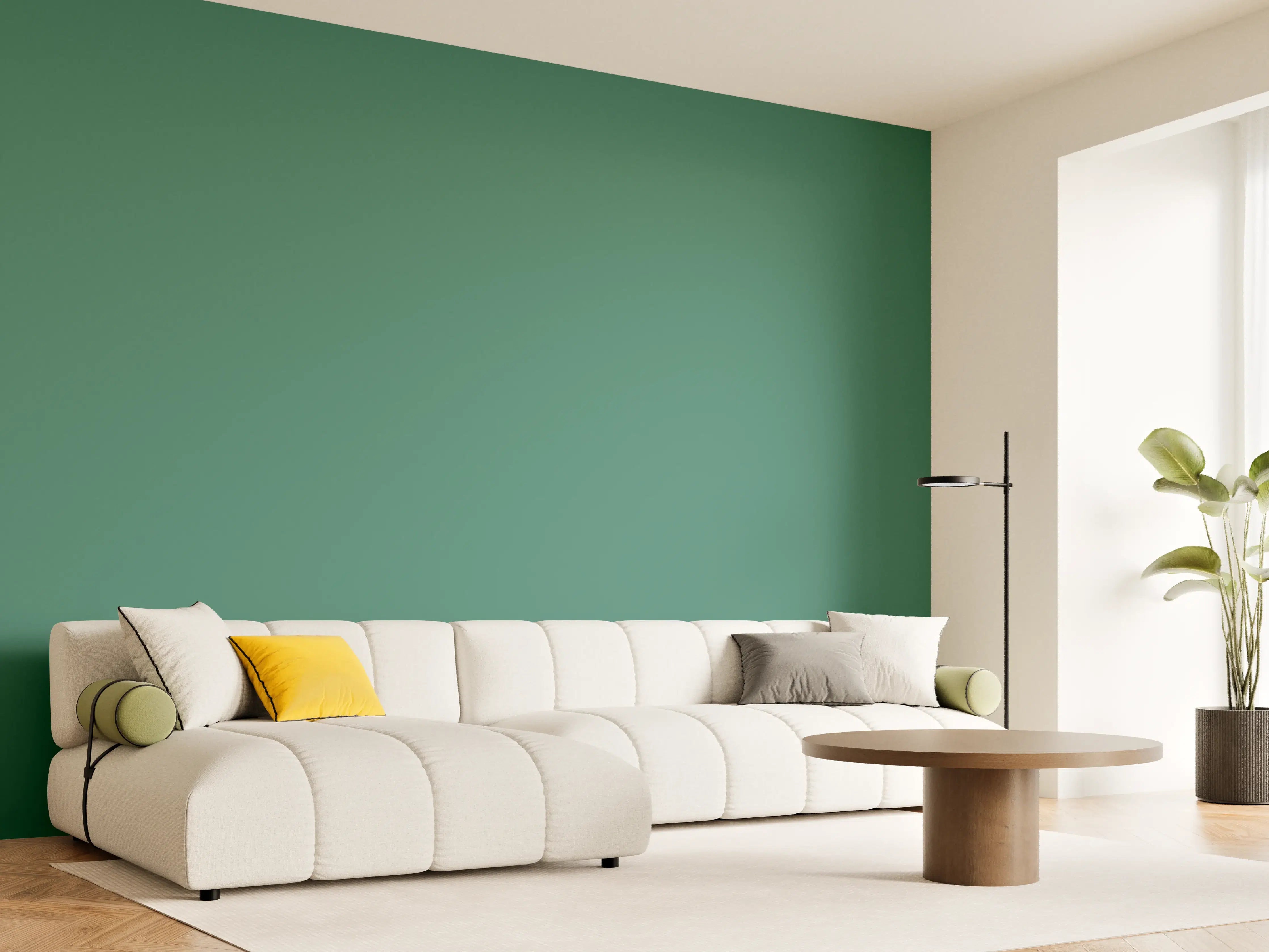 Wandverkleidung Wohnzimmer - RAL 6000 (Patinagrün)