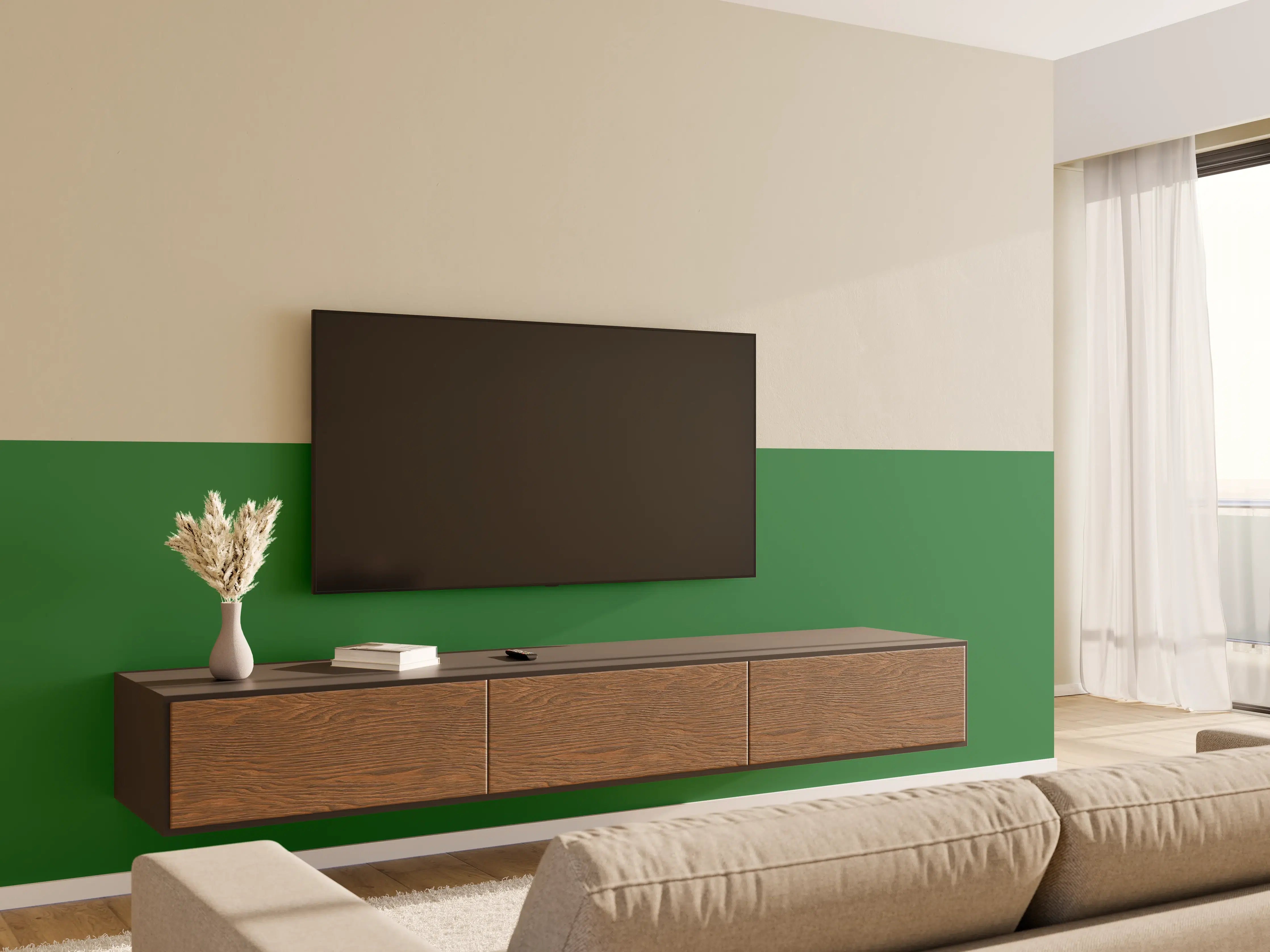 Wandverkleidung Wohnzimmer - RAL 6001 (Smaragdgrün)