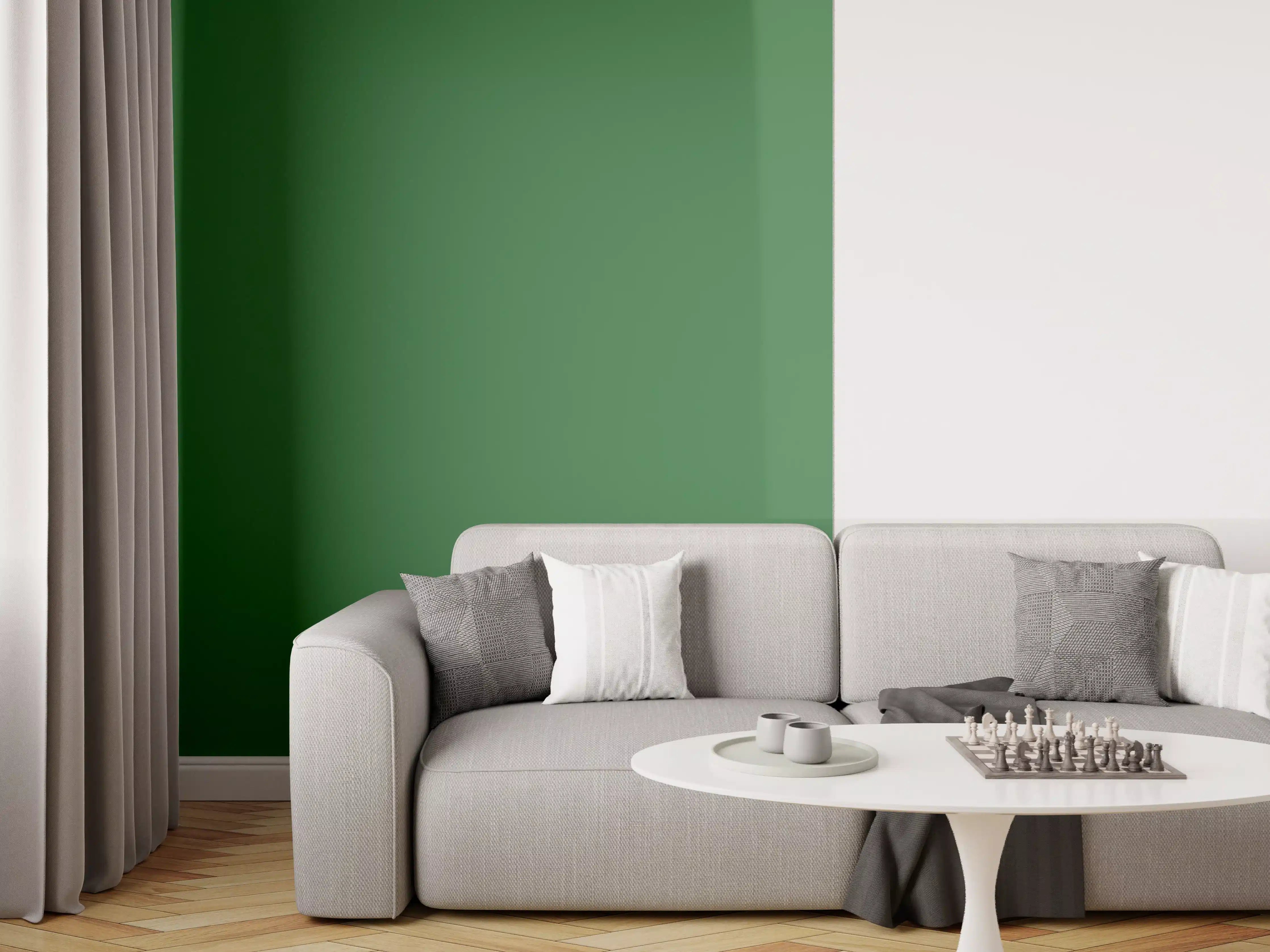 Wandverkleidung Wohnzimmer - RAL 6002 (Laubgrün)