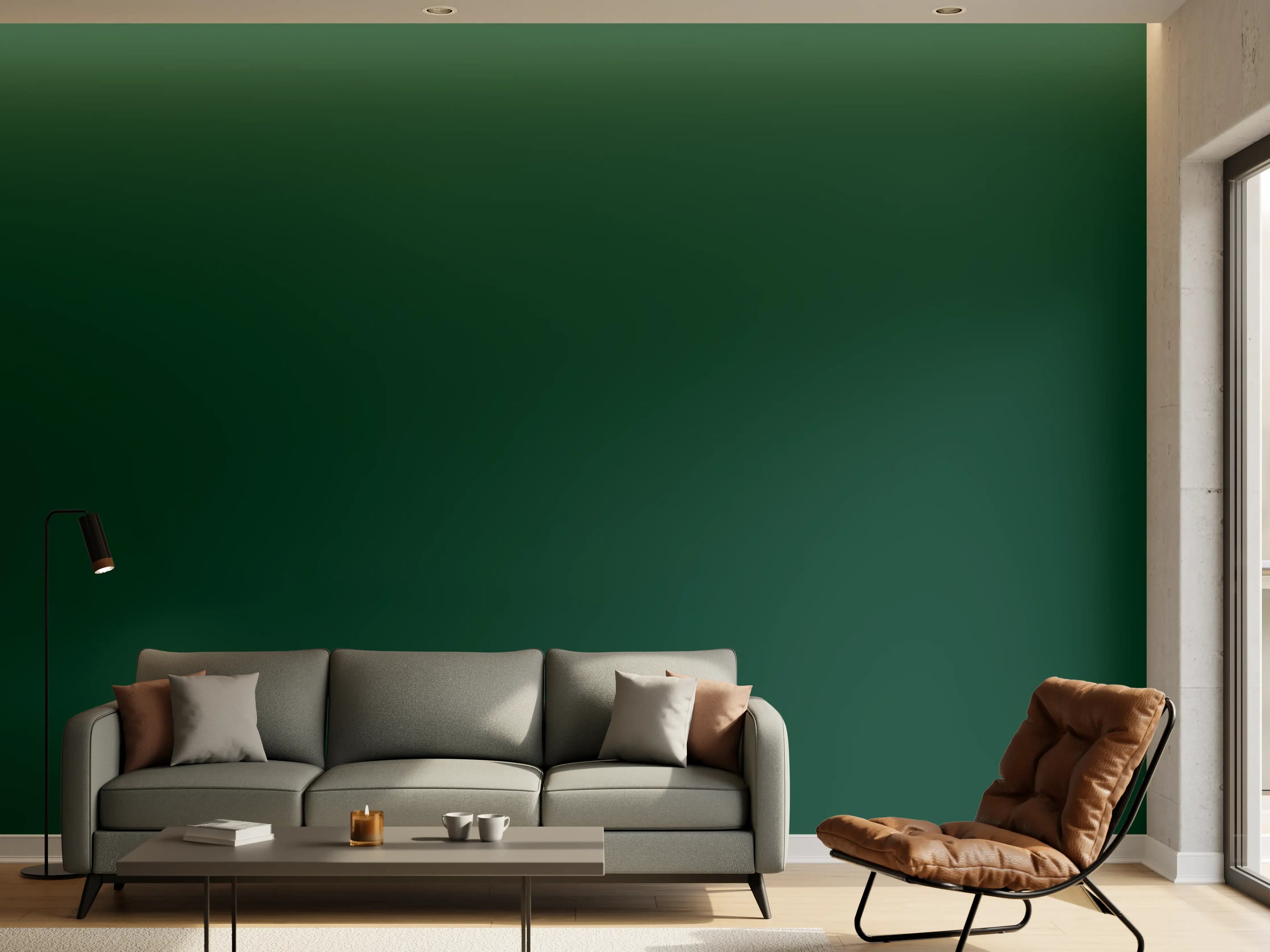 Wandverkleidung Wohnzimmer - RAL 6005 (Moosgrün)