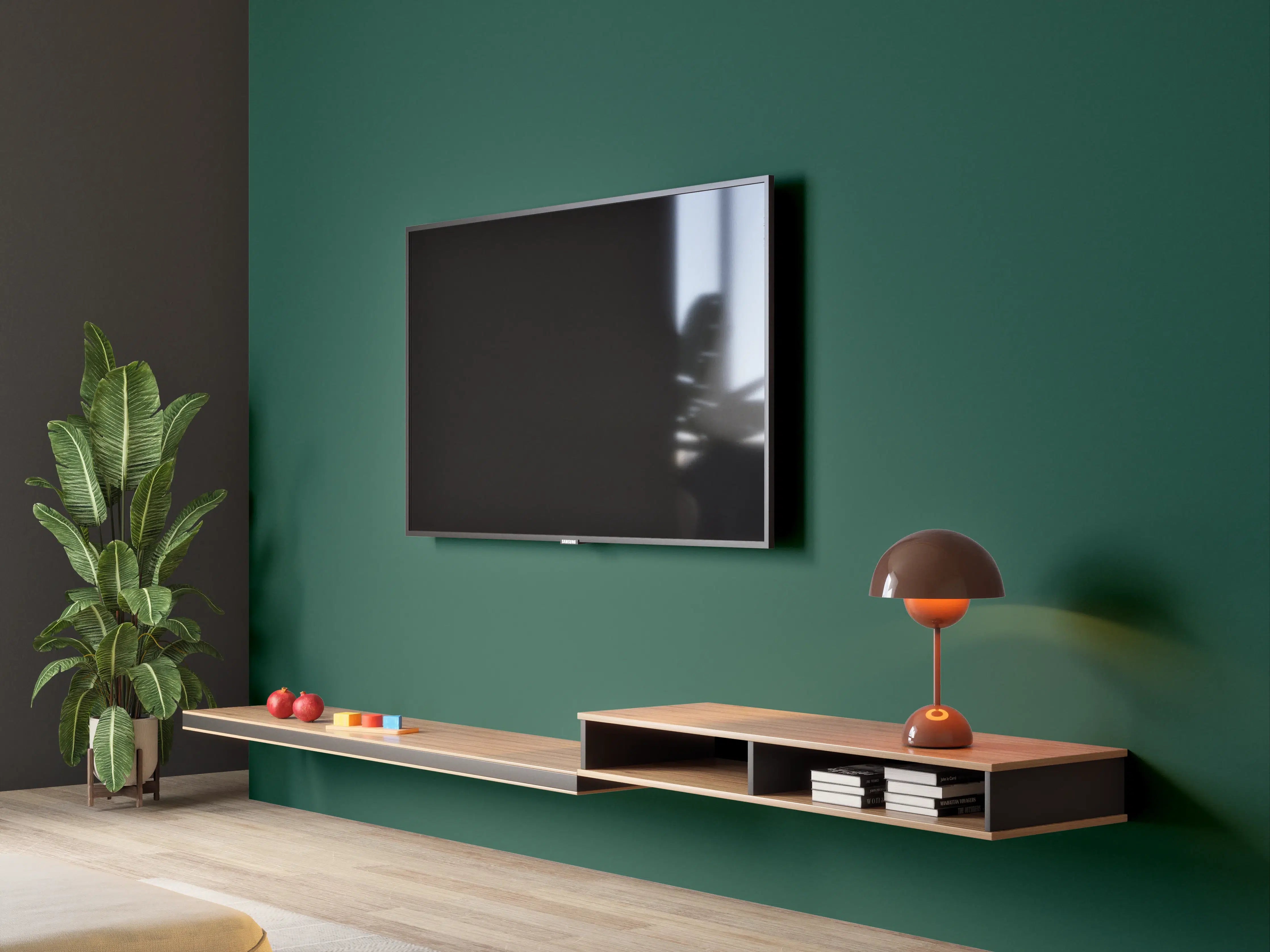 Wandverkleidung Wohnzimmer - RAL 6005 (Moosgrün)