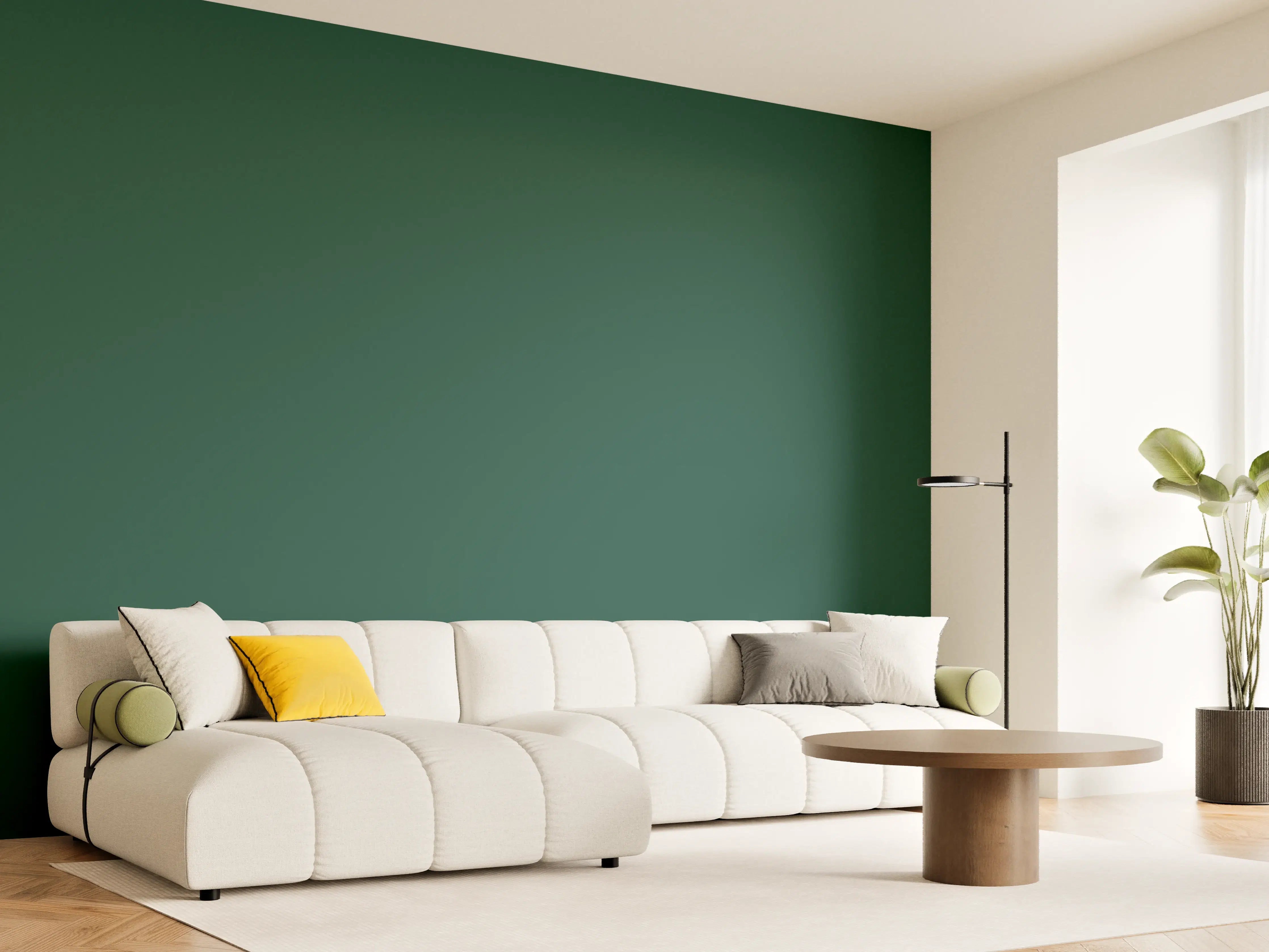 Wandverkleidung Wohnzimmer - RAL 6005 (Moosgrün)