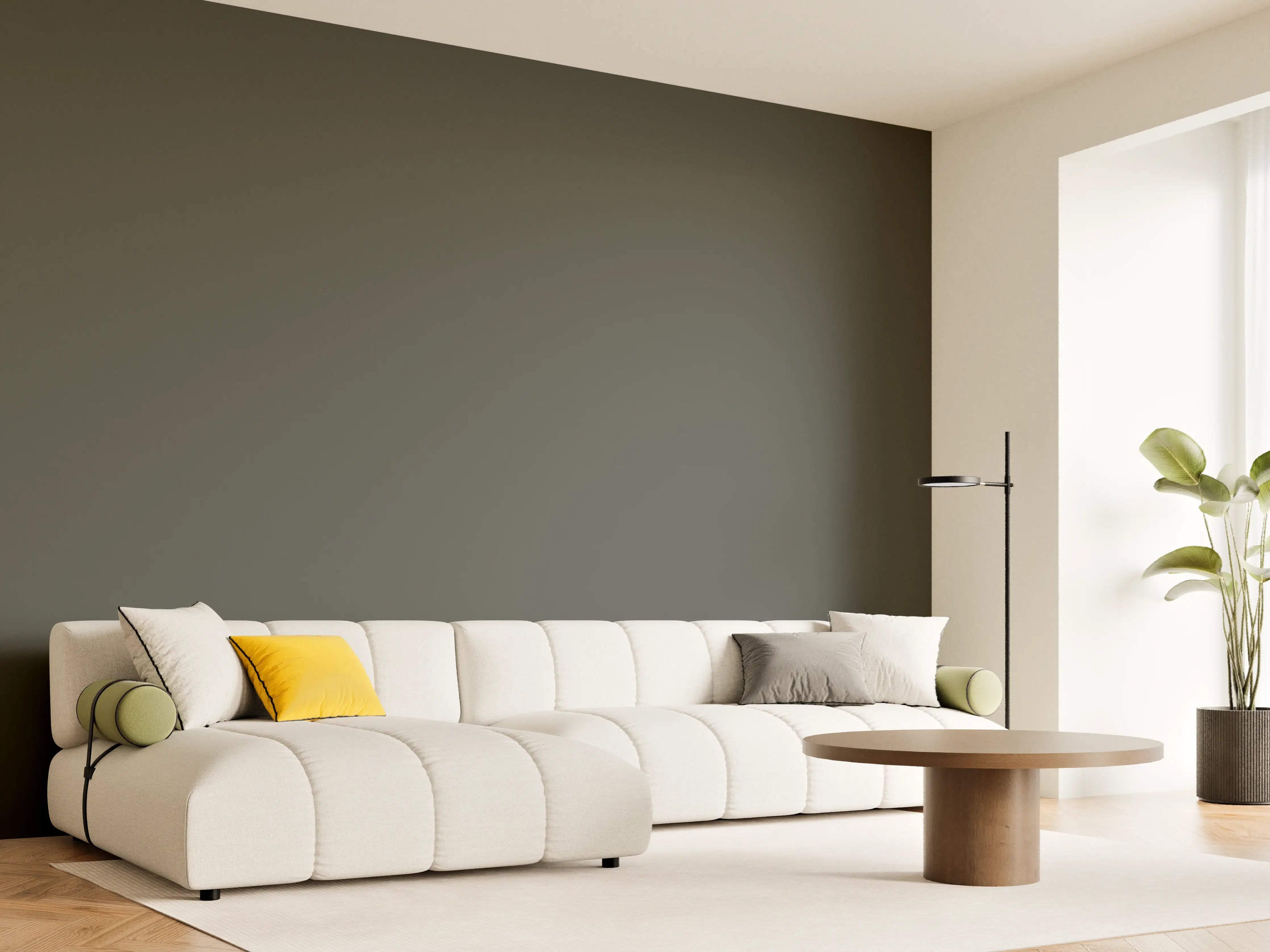 Wandverkleidung Wohnzimmer - RAL 6006 (Olivgrau)