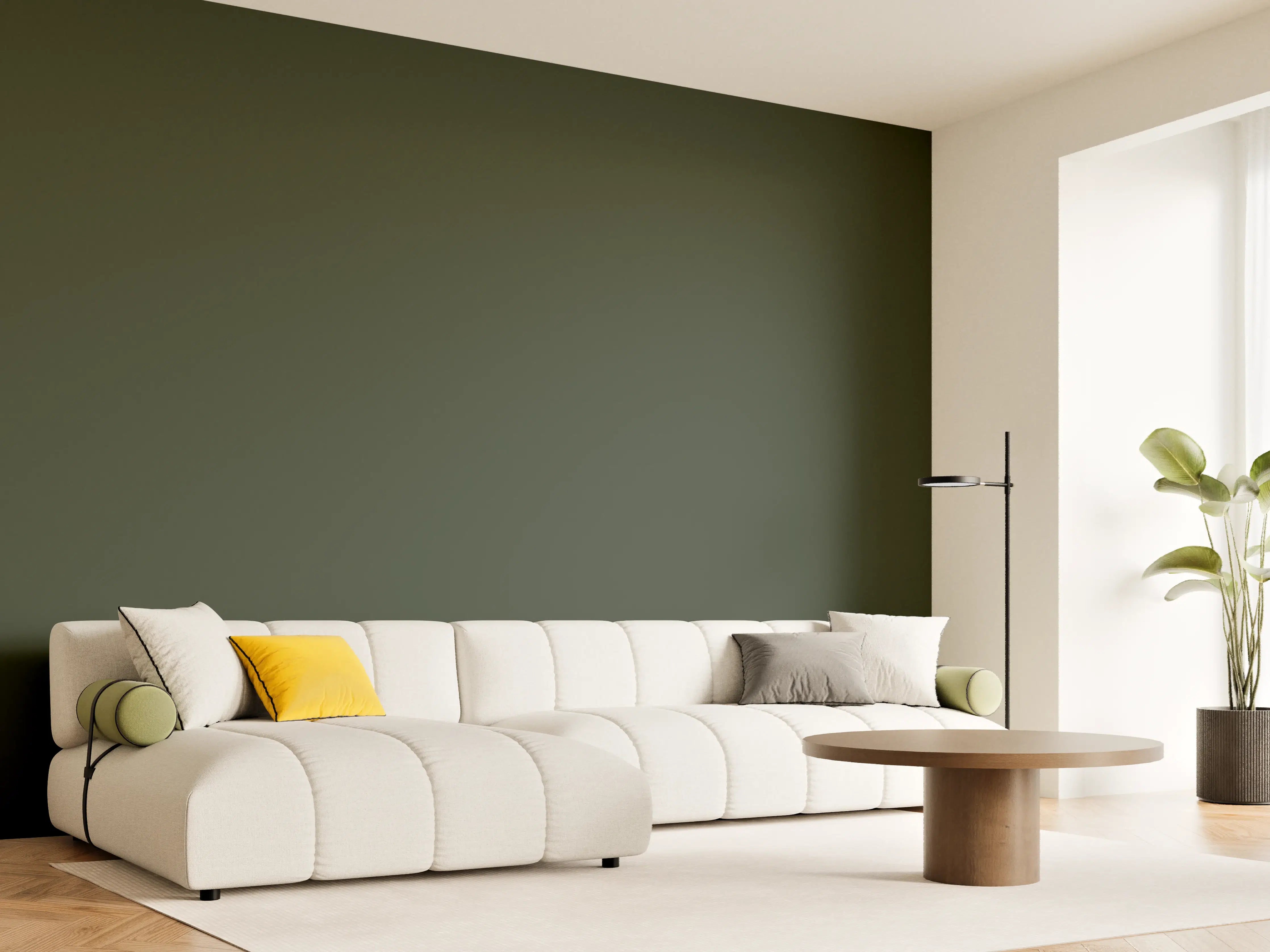 Wandverkleidung Wohnzimmer - RAL 6007 (Flaschengrün)