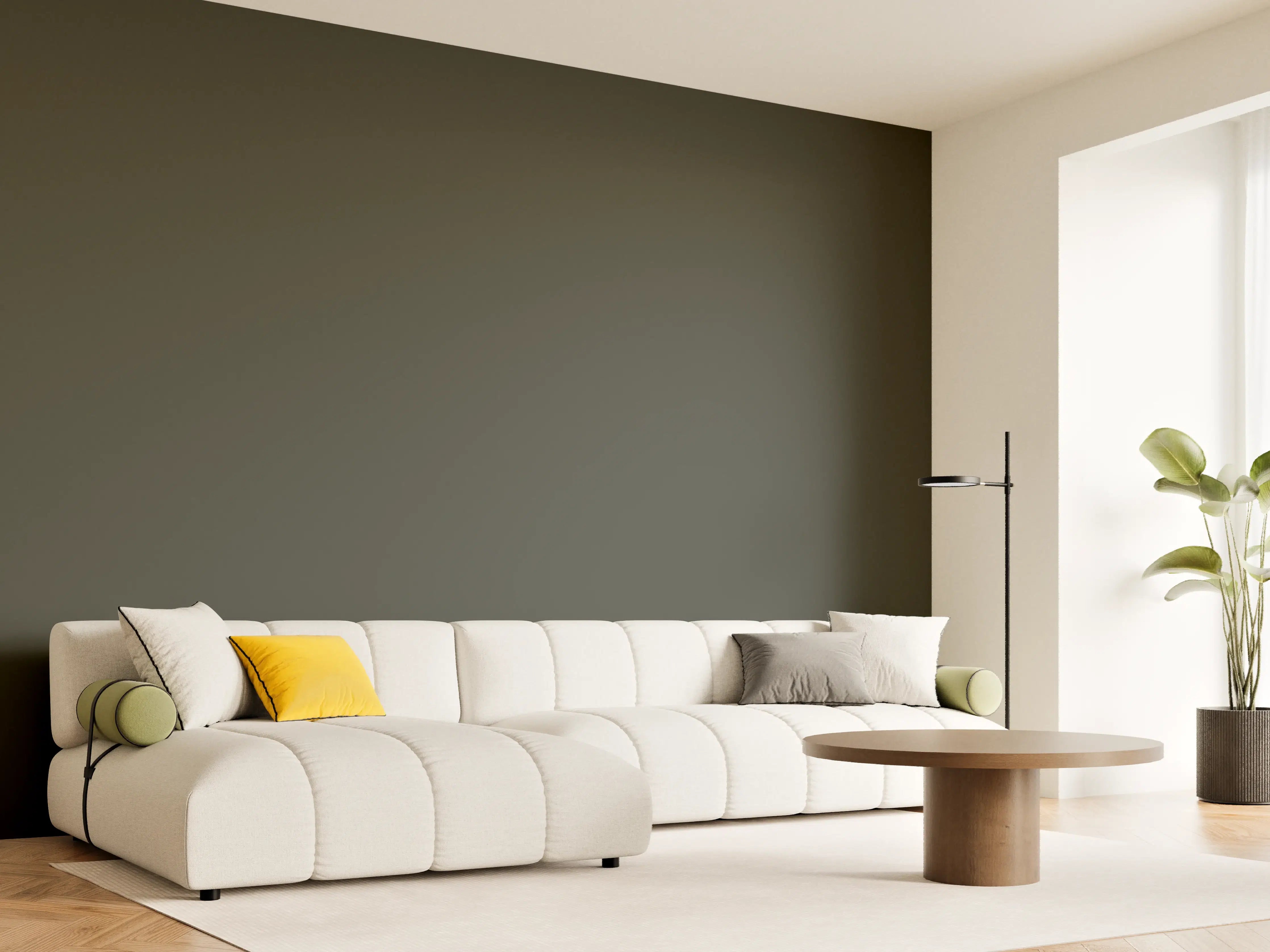 Wandverkleidung Wohnzimmer - RAL 6008 (Braungrün)